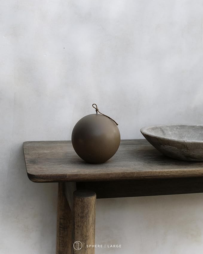 LAWA Sphere Candle - Beautiful Handmade Pillar Scented Soy Wax Elegant Aesthetic Candle Housewarming Gift Home Room Shelf Decor Idea (Kobicha, Large)
