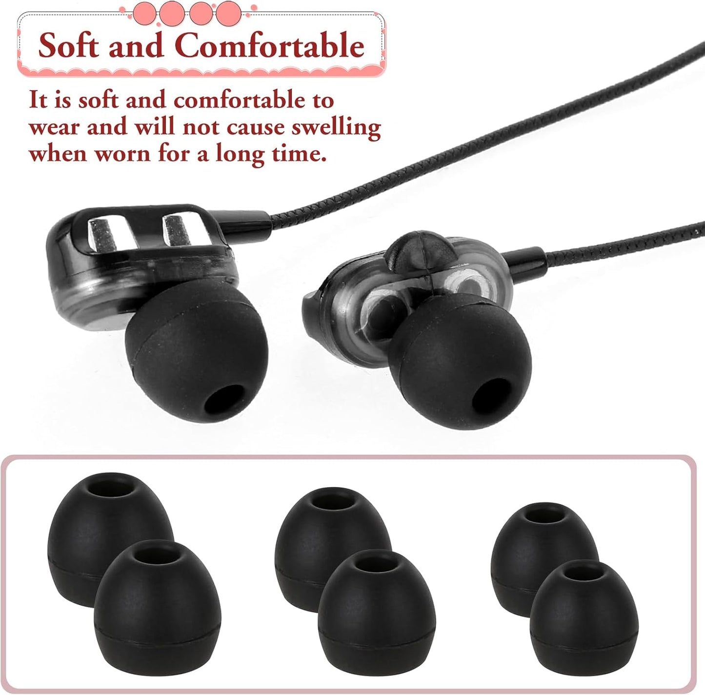 Hariendny 15 Pairs Silicone Ear Bud Replacement Pieces Earbuds Ear Tips Replacement Ear Bud Covers S/M/L Sizes Ear Gels