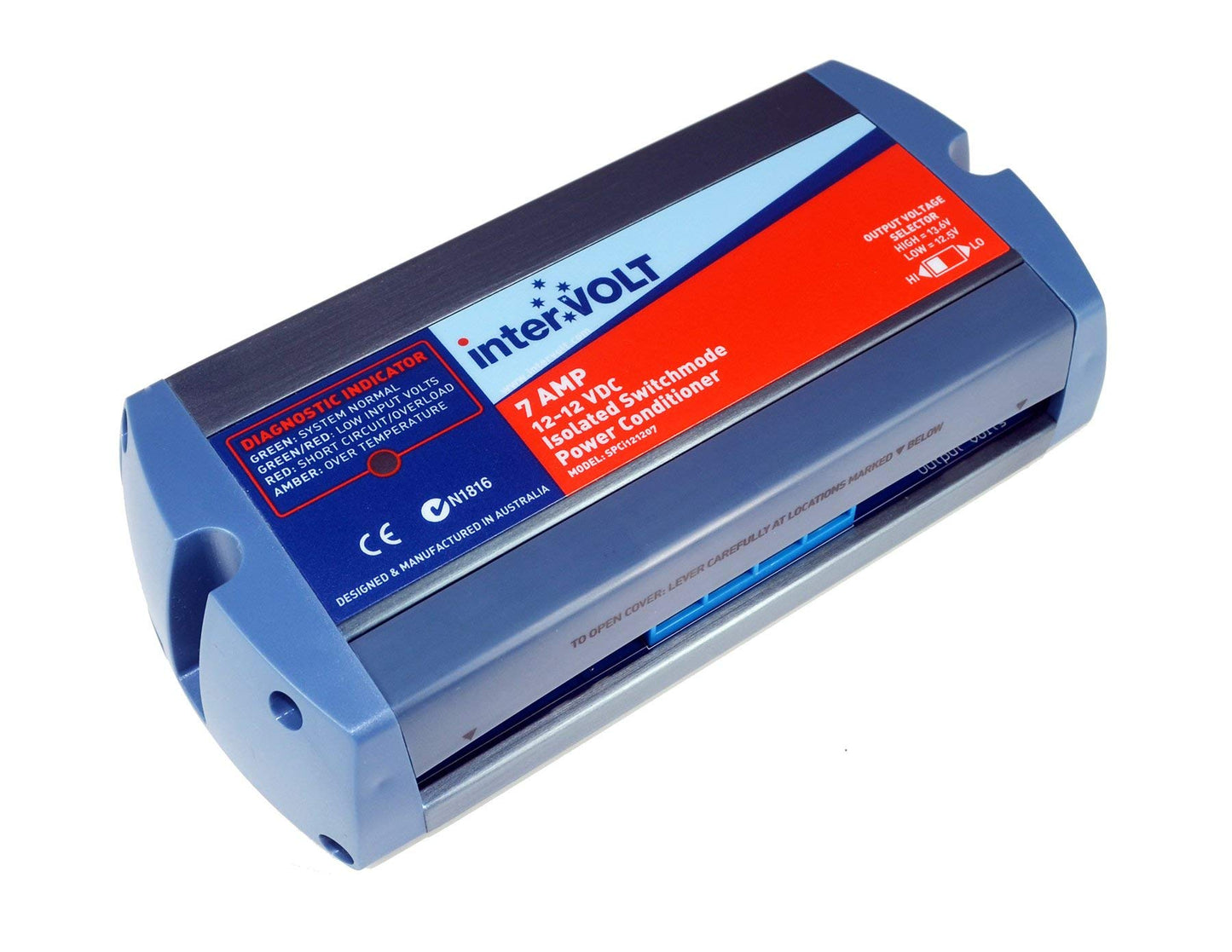 interVOLT 12V Stabilizer/Voltage Regulator/Power Conditioner/Battery Charger (10-16 VDC Input - 12.5/13.6 VDC Output) - Heavy Duty 7A DC-DC Isolated - Model SPCi121207