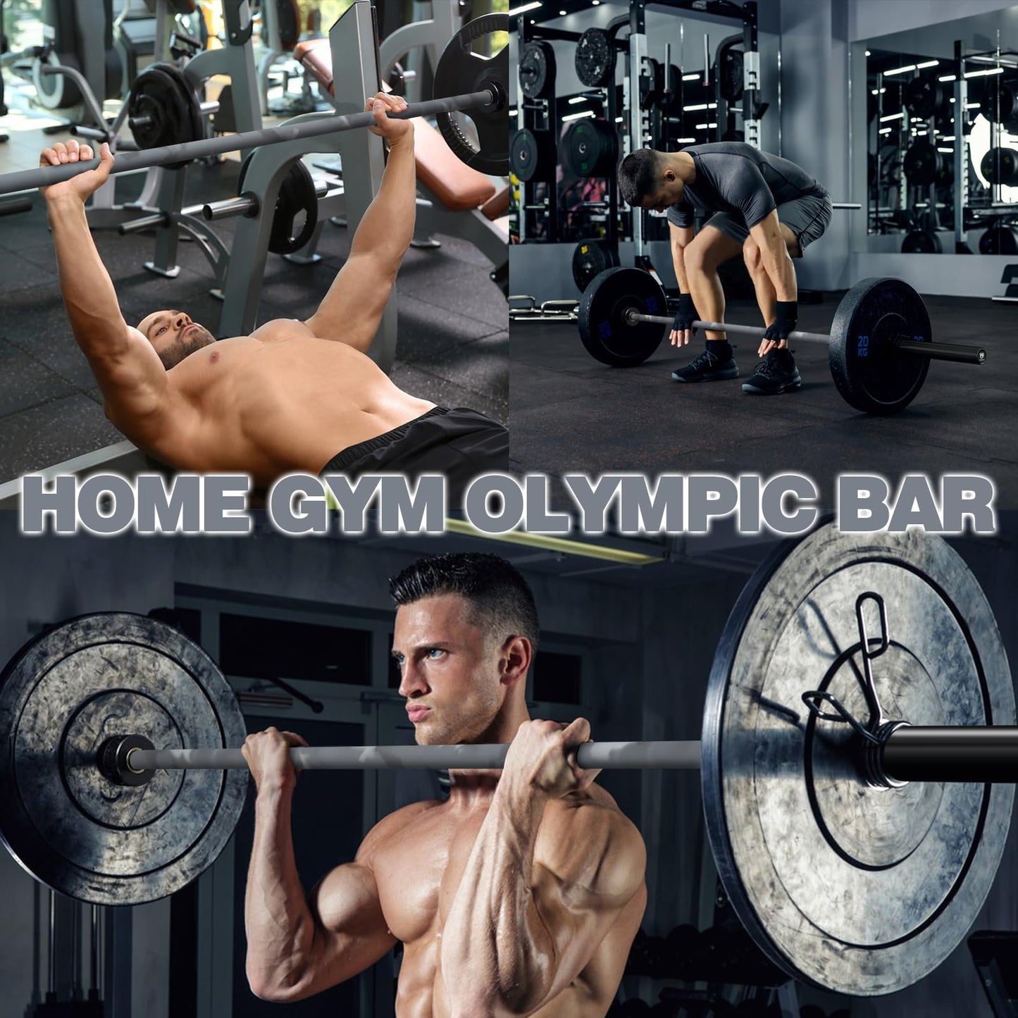Huisheng 7ft Olympic Barbell for Strength Training and Olympic Weightlifting, 500 700 1000LBS Capacity Available, 2 Inch Bar for Squats, Home Gym Fitness Equipment, Bench Press, Deadlift,Powerlifting