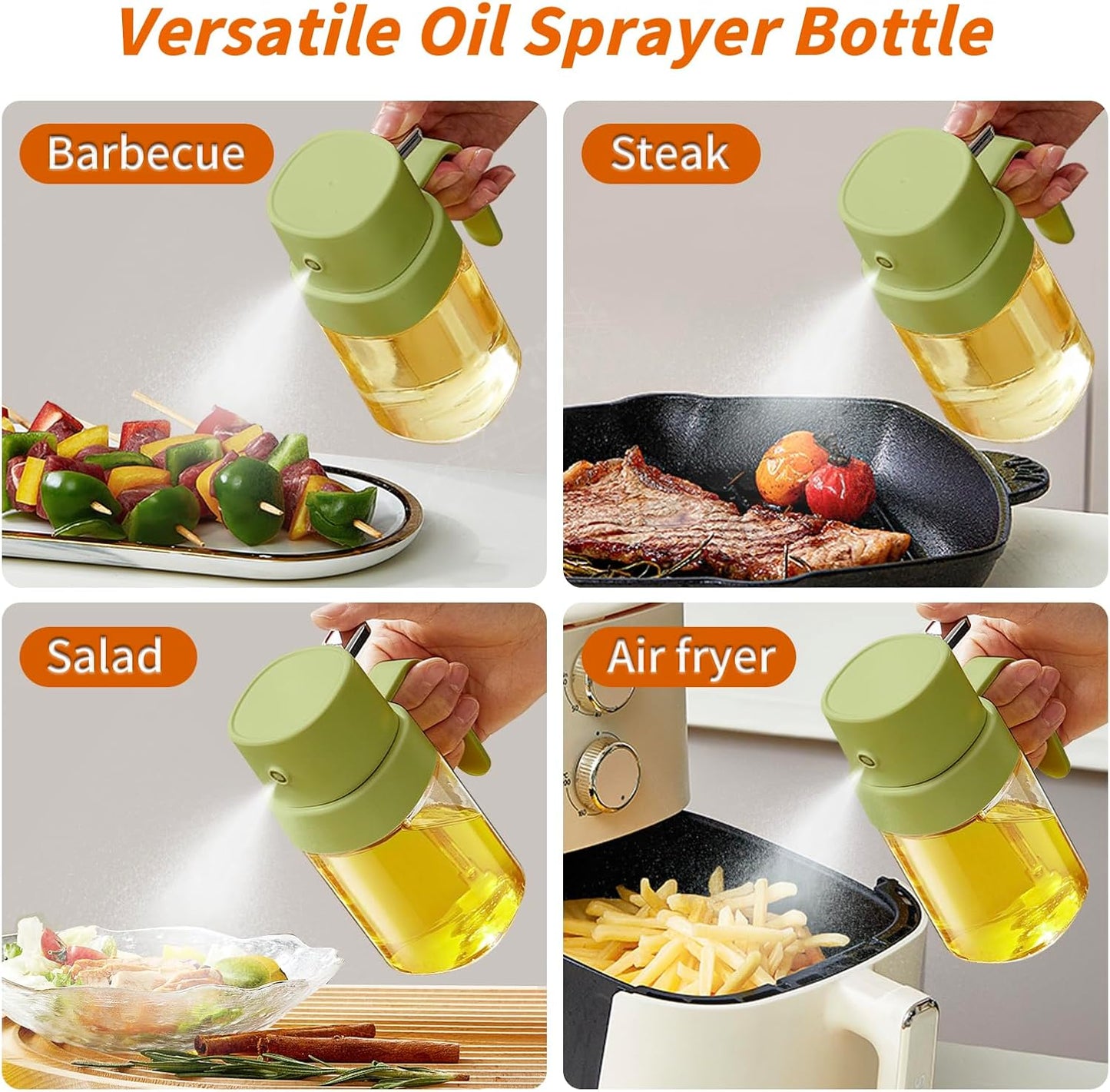 YARRAMATE Mini Oil Sprayer - 6.8 OZ Food-Grade Olive Oil Spray Bottle for Cooking | Portable Kitchen Mister (Green)