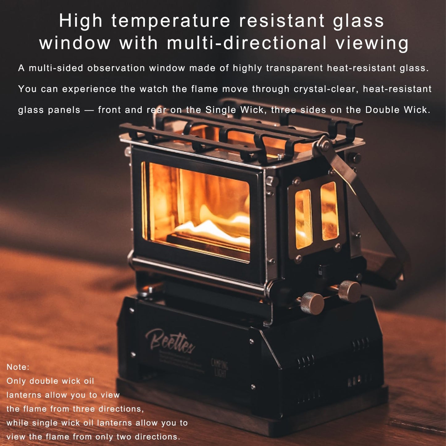 BLACKSOLID JKC 2-in-1 Oil Lantern & Kerosene Stove, 304 Stainless Steel Hurricane Lamp with 2-Sided Flame View & 350ml Tank, Up to 7-Hour Burn, for Camping, Off-Grid & Emergency