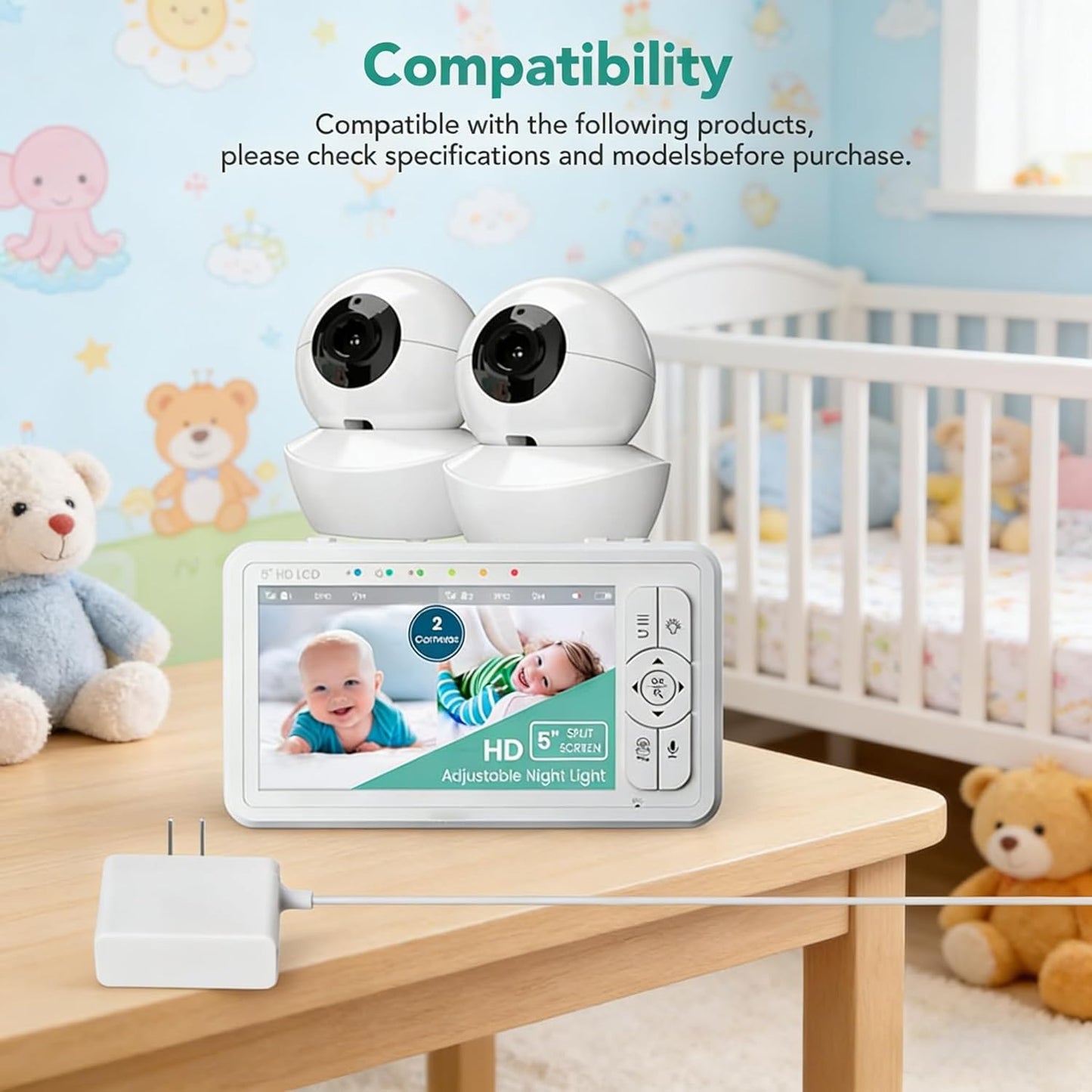 Lnauy HDS2 HDS2 Power Adapter for Babysense Video Baby Monitor Compatible with Babysense Monitor Charger(Only