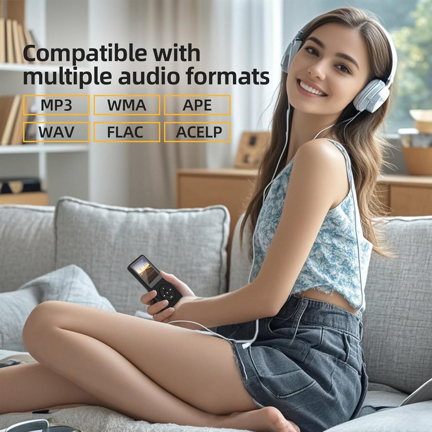 Muhivuts MP3 32GB Card,1.8-inch Player is a Portable Music Player with a Micro sd Screen,with Speaker,FM