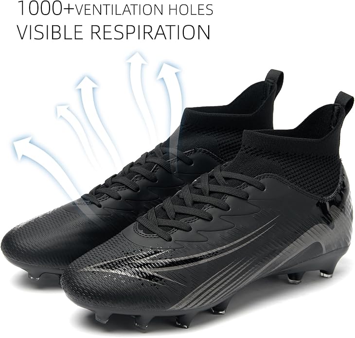 Men's High Top Soccer Shoes FG Long Spikes Adult Football Shoes Lightweight Professional Athletic Training