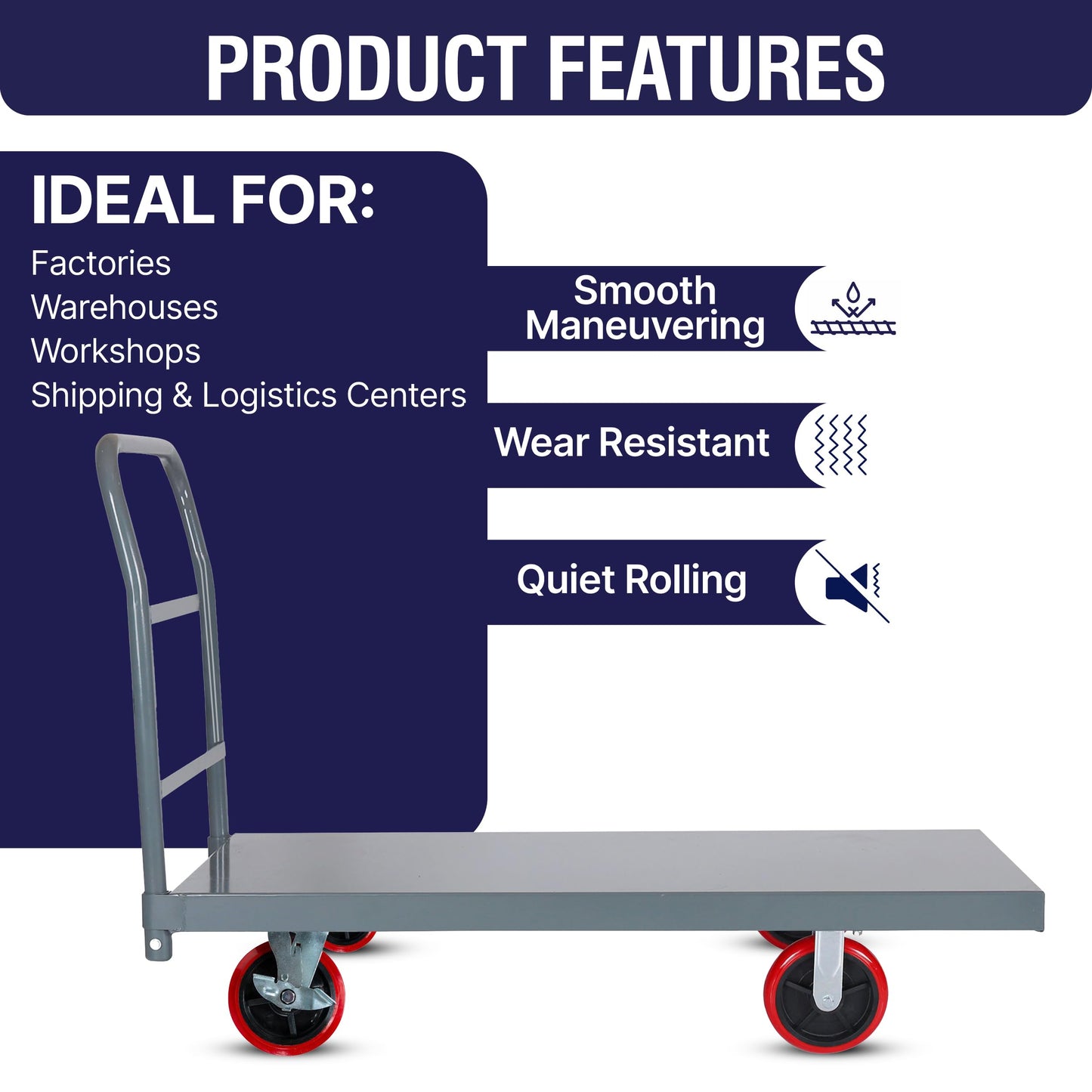 5Seconds Flatbed Platform Cart 3300LB Industrial Dolly Heavy Duty 60” x 30” Hand Push Truck Super Heavy Duty Flatbed 8'' Locked Swivel Wheels Commercial Moving