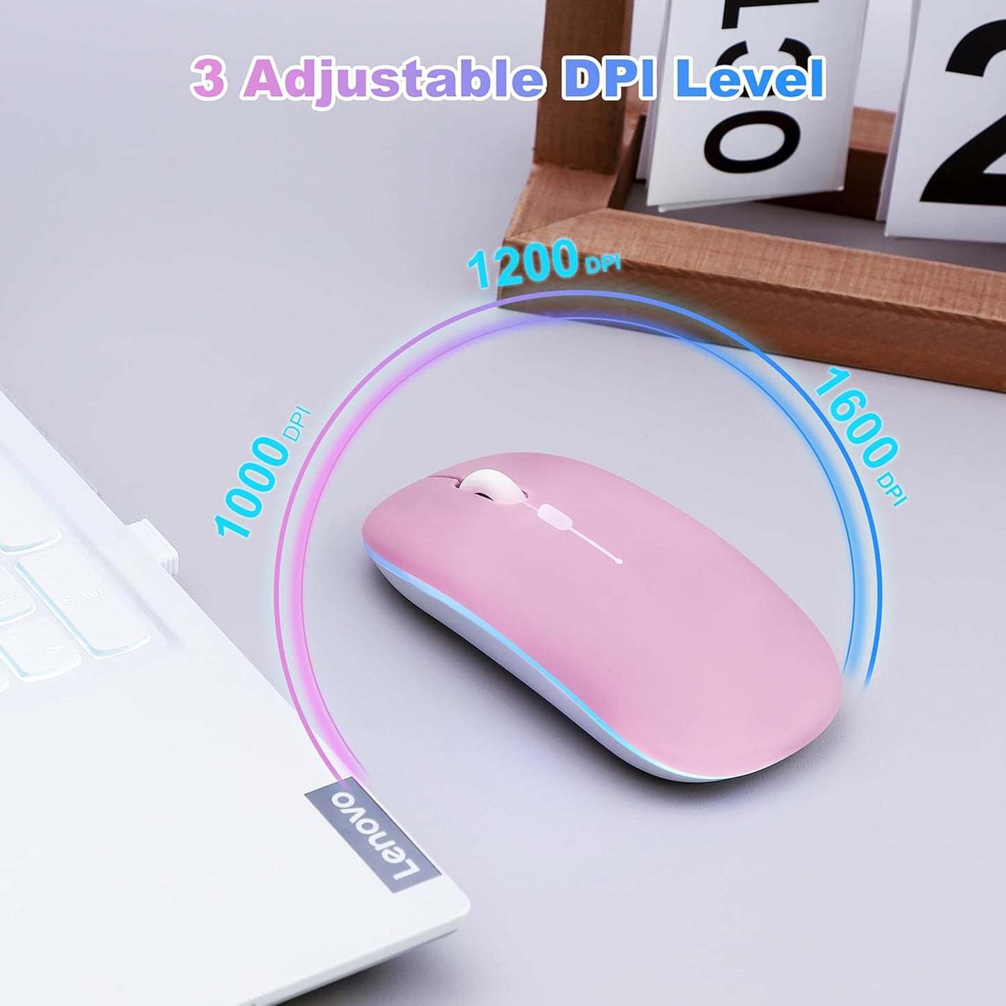AZTZATZ 5.2 2.4G Wireless Bluetooth Mouse Rechargeable Long Lasting Dual Mode - BT & Silent RGB LED Mice, Slim Portable