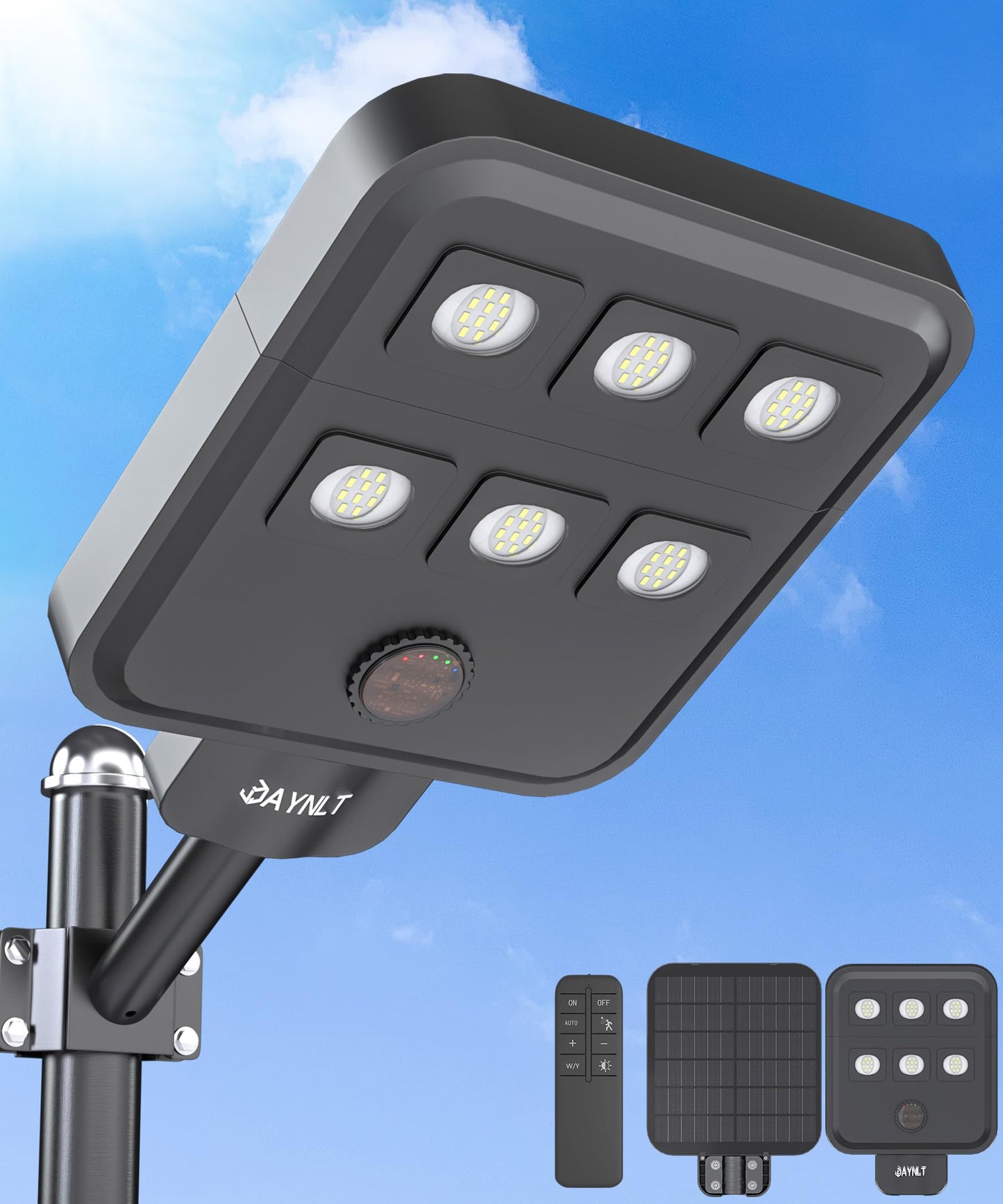 JAYNLT X-8000W Solar Street Lights Outdoor, Ultra-Large 6500K Commercial Parking Lot Lights Dusk to Dawn,IP67 Waterproof Solar Power Flood Security Light for Driveway,Yard