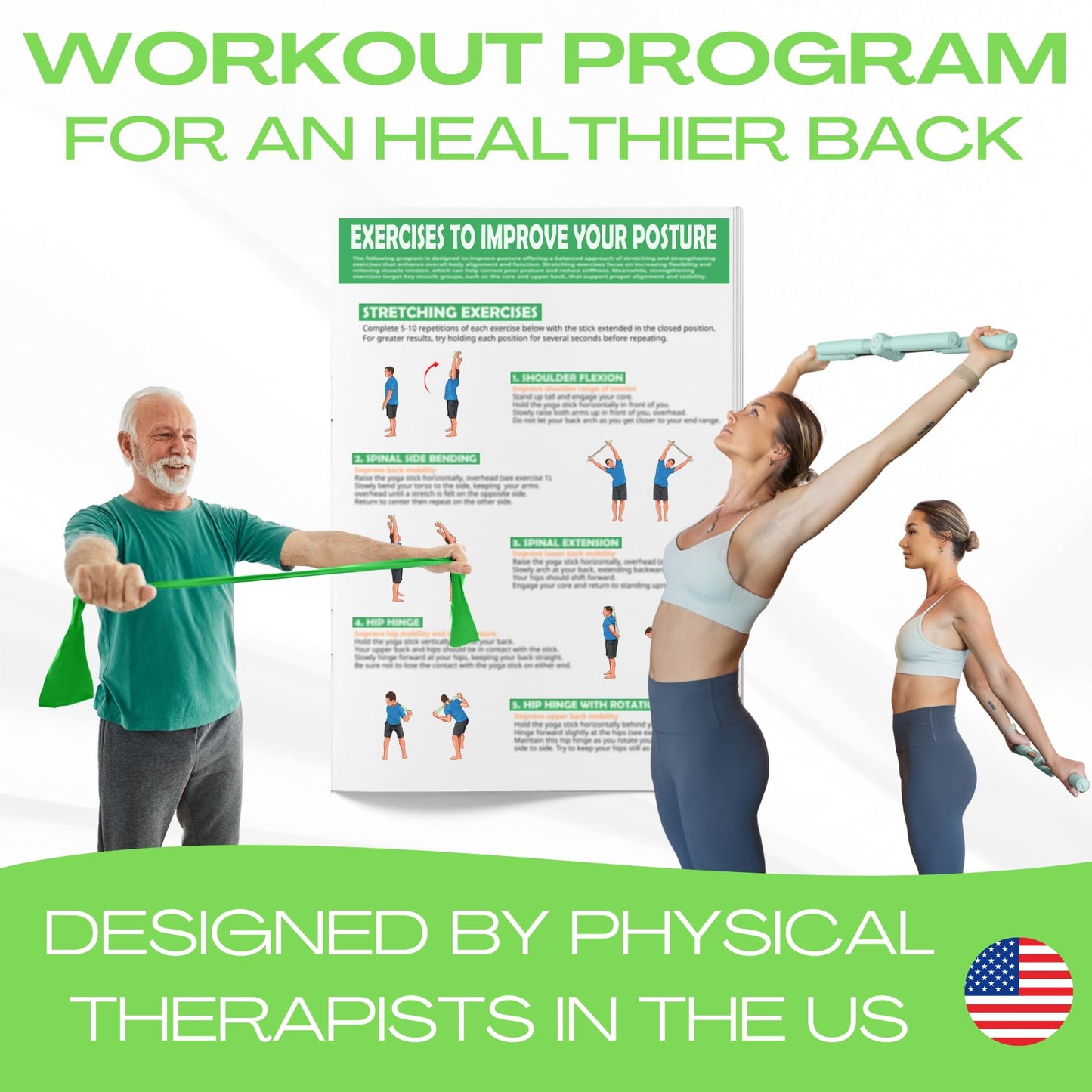 BodyTree Posture Corrector - Yoga Cross Stick - Back Pain Relief for Men and Women - Stretcher and Straightener for Upper and Lower Back - Stretch Pole - Neck Hump Equipment - Sets bar