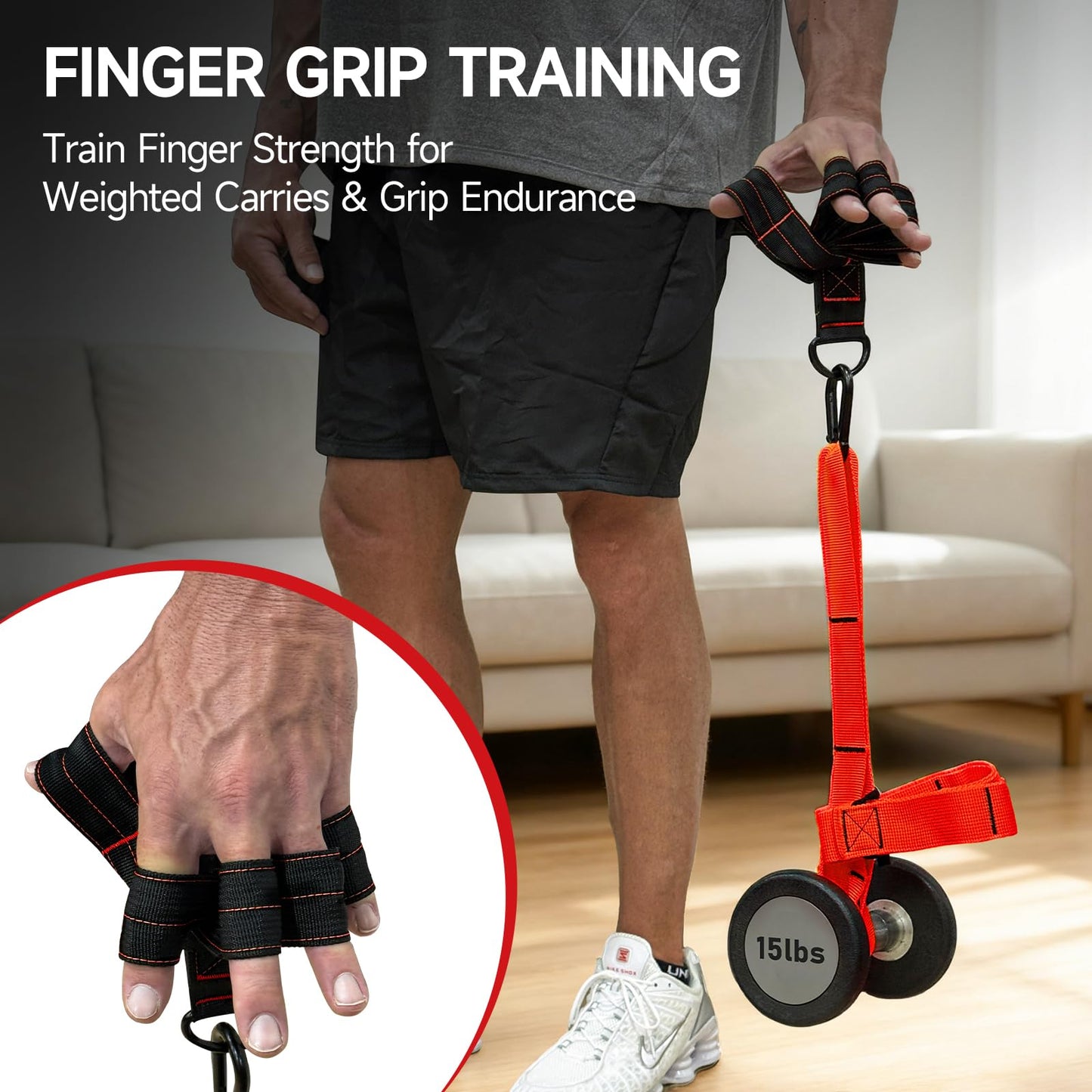 FitBeast Pull Up Ball Grips & Finger Straps Set – Grip Balls for Dead Hangs, Pull Ups, Climbing & Home Gym Training (Red)