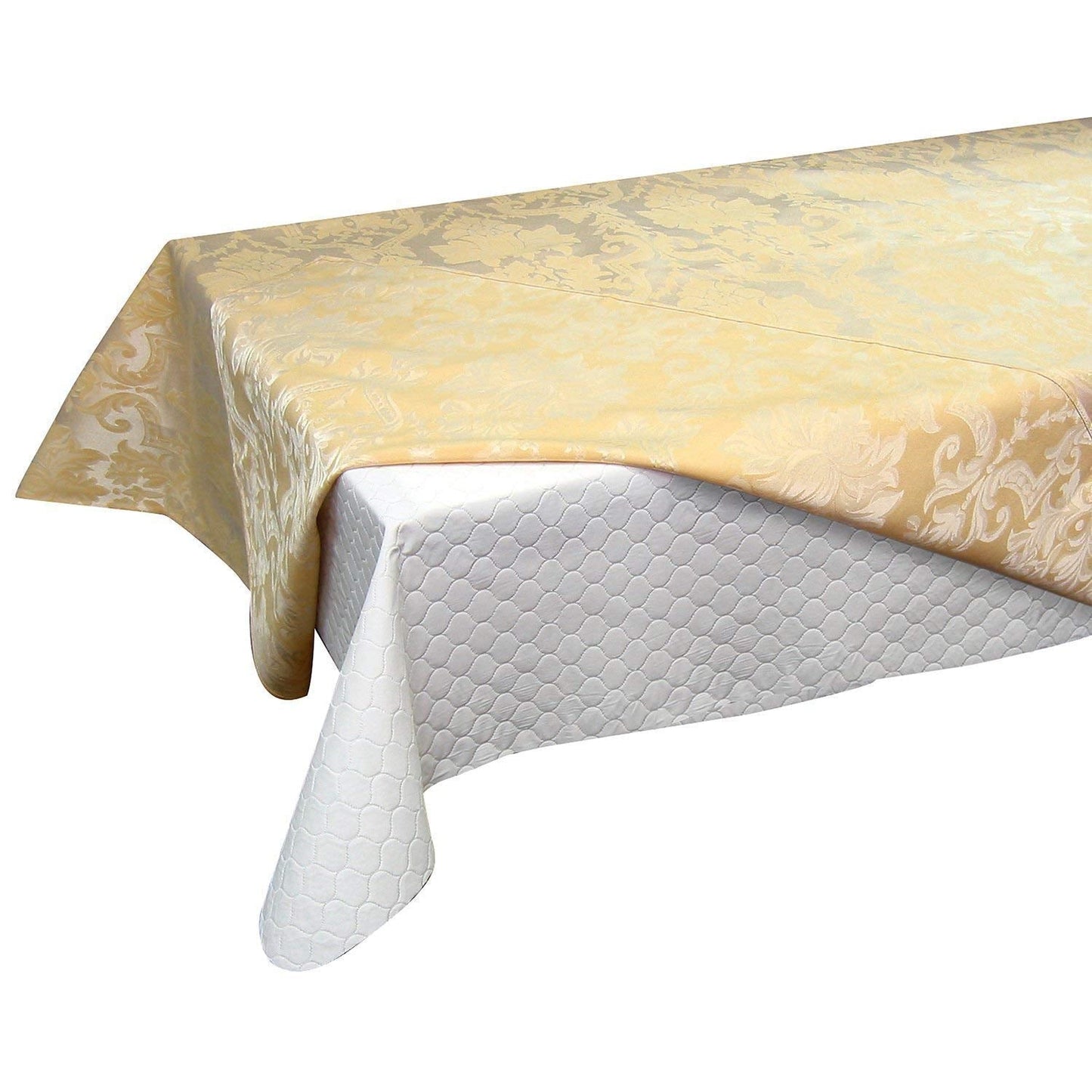 LAMINET - Deluxe Cushioned Heavy-Duty Quilted Table Pad Protector for Dining Room Table - 52" x 108" Oblong | Waterproof Vinyl Table Padding Under Tablecloth Cover for Rectangular Square Tables
