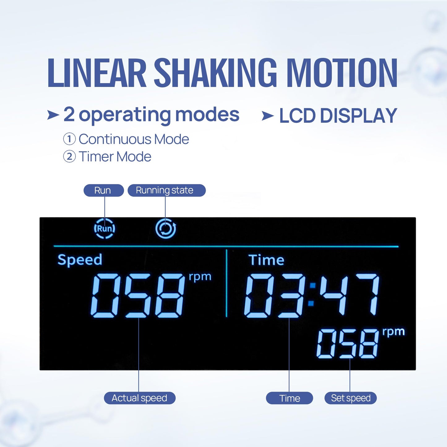 LACHOI LCD Linear Shaker 40-300RPM Capacity 2KG Lab Shaker with Timer Digital Linear Shaker with Continuous Mode or Timer Mode for Laboratory,University