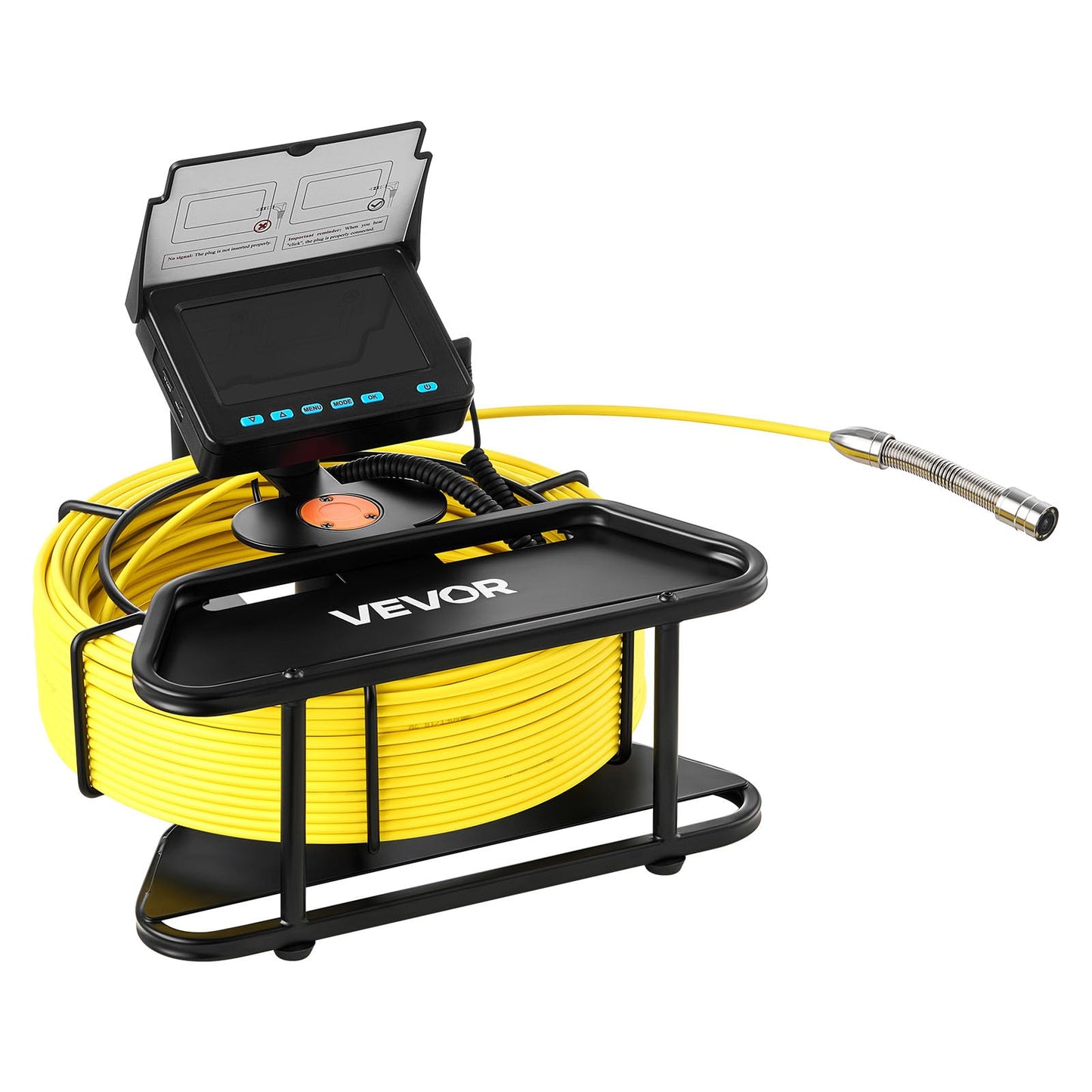VEVOR Sewer Camera, 98 ft/30m, 4.3" Drain Inspection Tool, IP68 Waterproof Snake Plumbing Camera with Lights - 6 Adjustable LEDs, 4500mAh Battery & 16GB Card for Sewer Line Duct Pipes