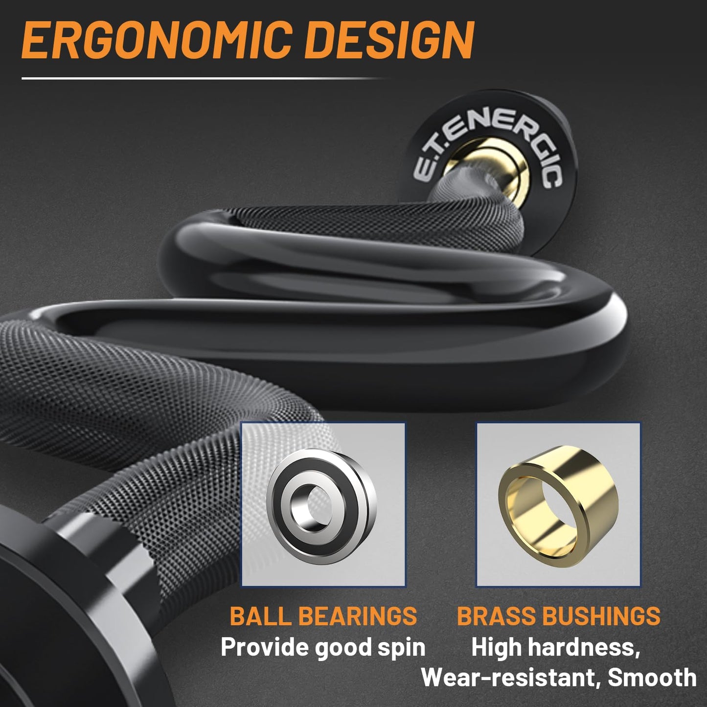 E.T.ENERGIC 47" Olympic Super EZ Curl Bar 500-lbs Capacity Steel Barbell Suitable for 2" Barbell Plates