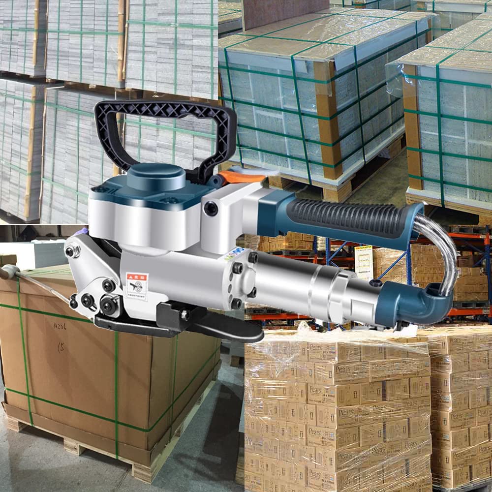 HIGHTOP B19 Pneumatic Strapping Tool Packaging Strapping Machine No Sub-Banding Handheld Strapping Machine for PP &PET Belt Width 1/2" 3/4"