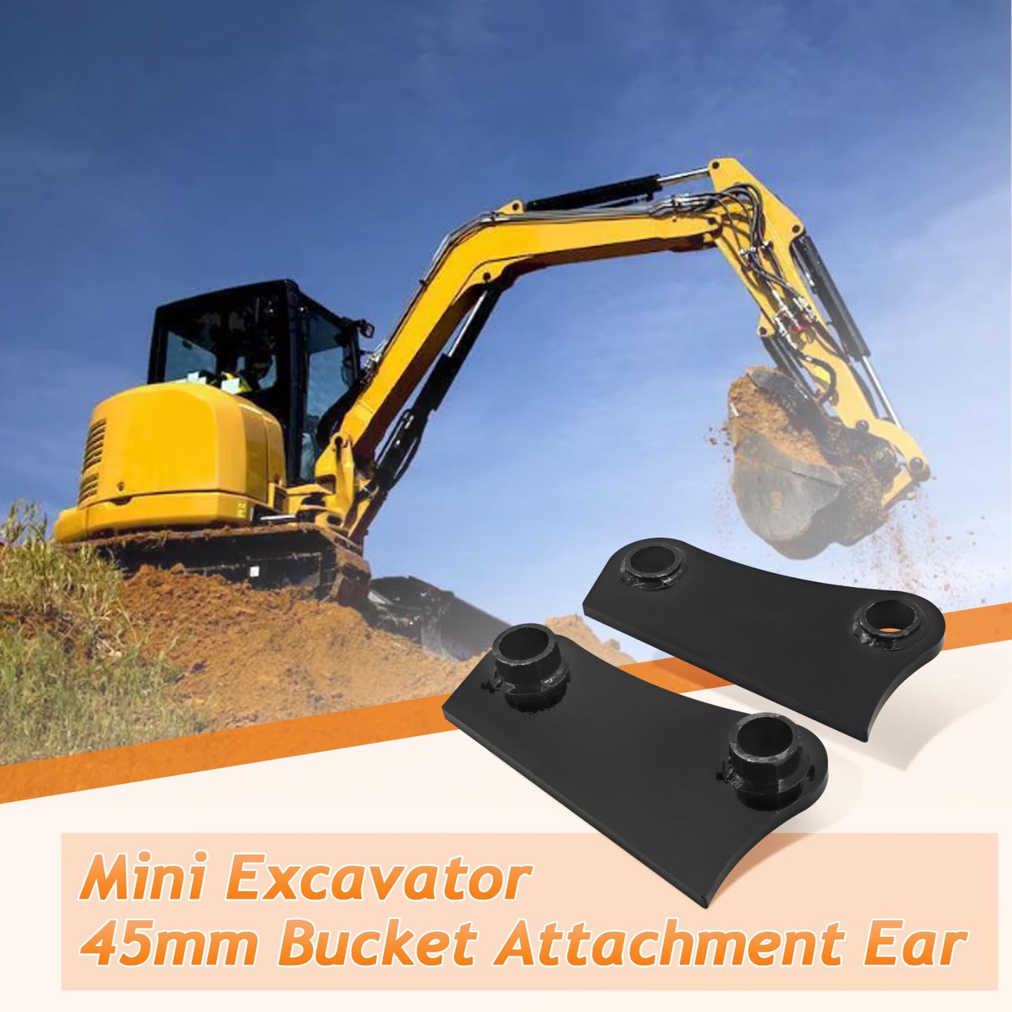 ShareZem 45mm Bucket Attachment Ear Weld On 10-1/4" C-C A Pair Without Pins for Caterpillar 305 305.5 306 Mini Excavator