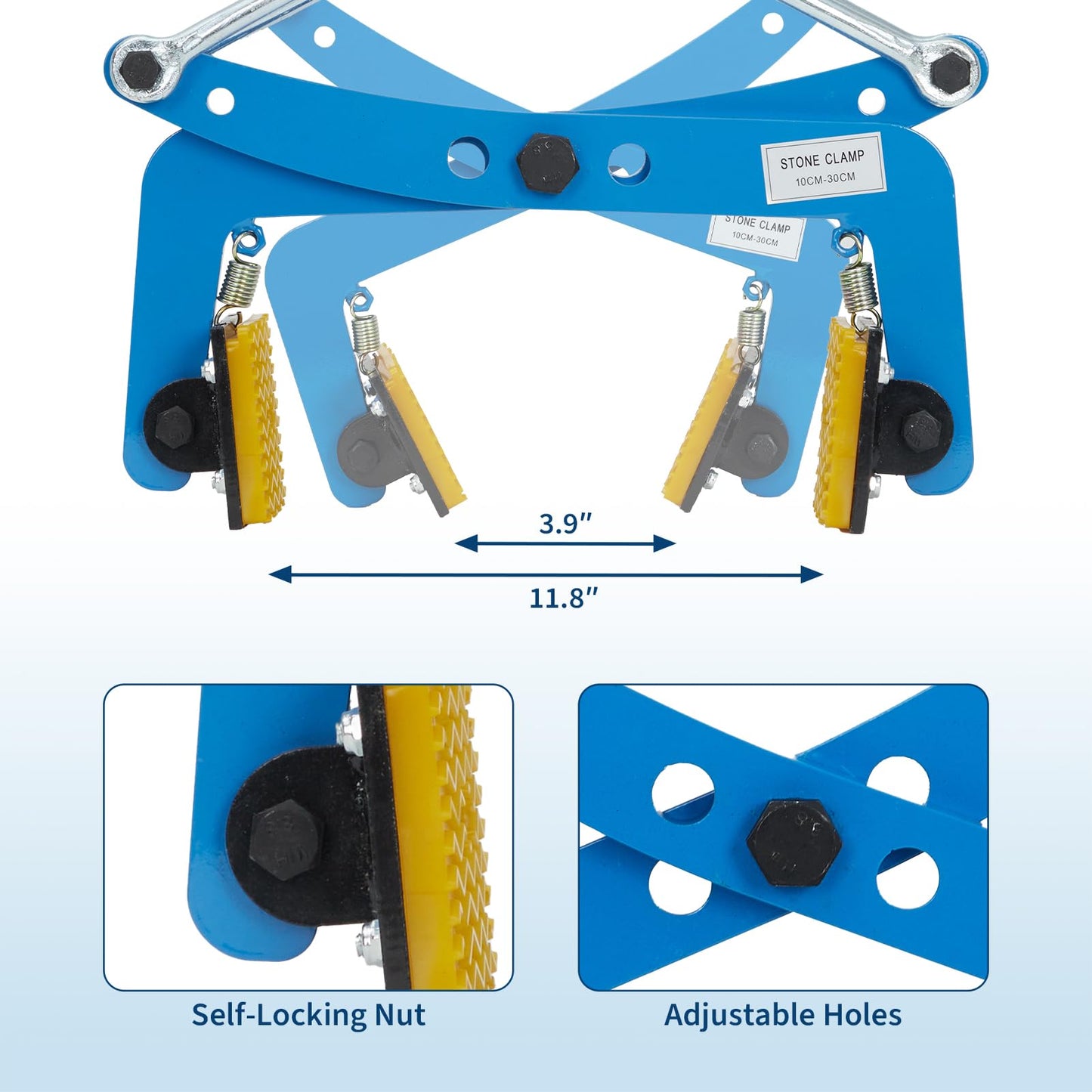 Stone Lifting Clamp 617LBS,Heavy Duty Granite Slab Lifter,8-30cm Adjustable Opening, Non-Slip Vertical Stone Clamp for Concrete Block Marble Slab Lifting Transportin