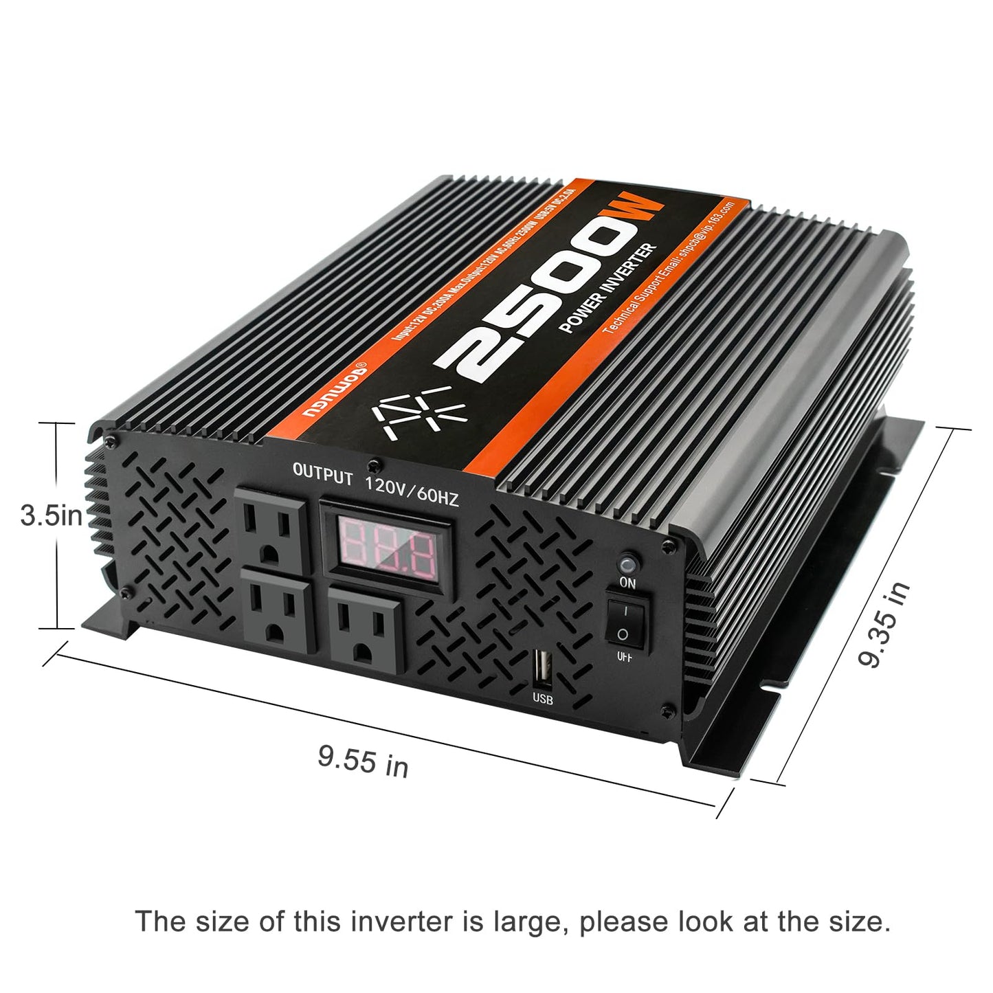 2500W Inverter 12V DC to 120V AC Converter for Home, RV, Truck, Off-Grid Solar Power Inverter with Built-in 5V/2.1A USB, AC Hardwire Port, Remote Controller