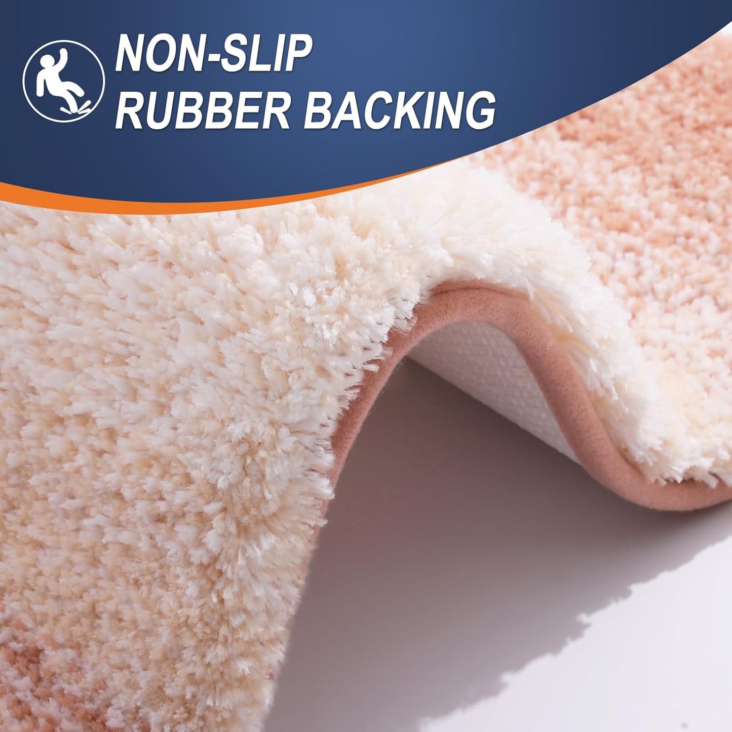 OLANLY Bathroom Runner Rug - Extra Soft Microfiber Mat, Quick Dry & Washable, 47x24 Inches, Peach