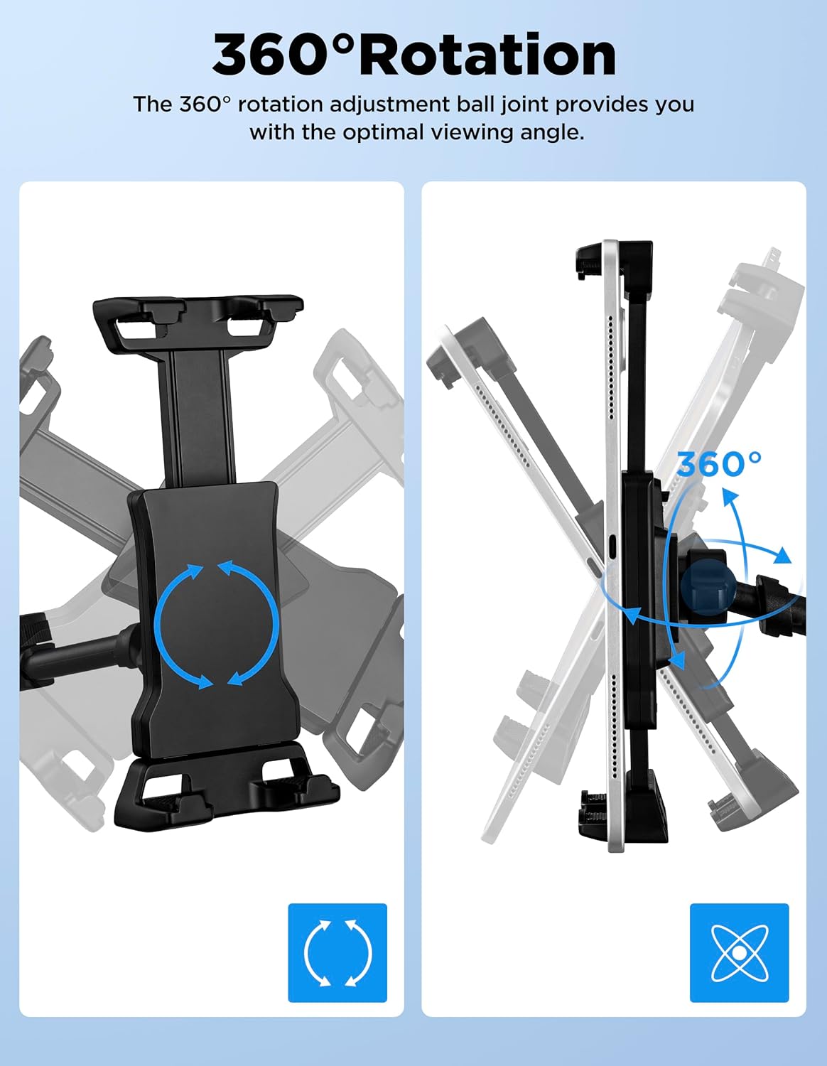 LZSIG 4.7-13.5" Tablet Holder for Mic Stand with Power Bank Clip - Adjustable iPad/iPhone Mount for Music Stand