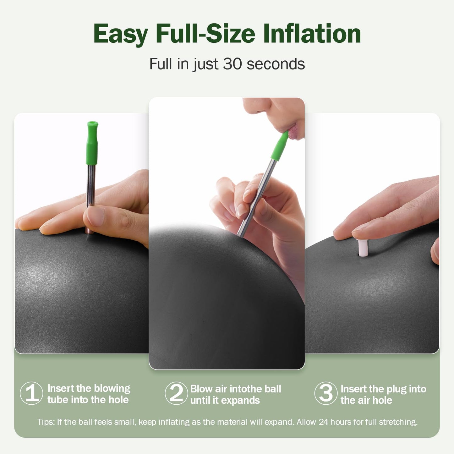 Slim Panda Pilates Ball, 9 Inch Small Exercise Ball, Anti Burst Mini Yoga Ball for Stability, Workout, Barre, Core Strength, Physical Therapy, Balance, Stretching
