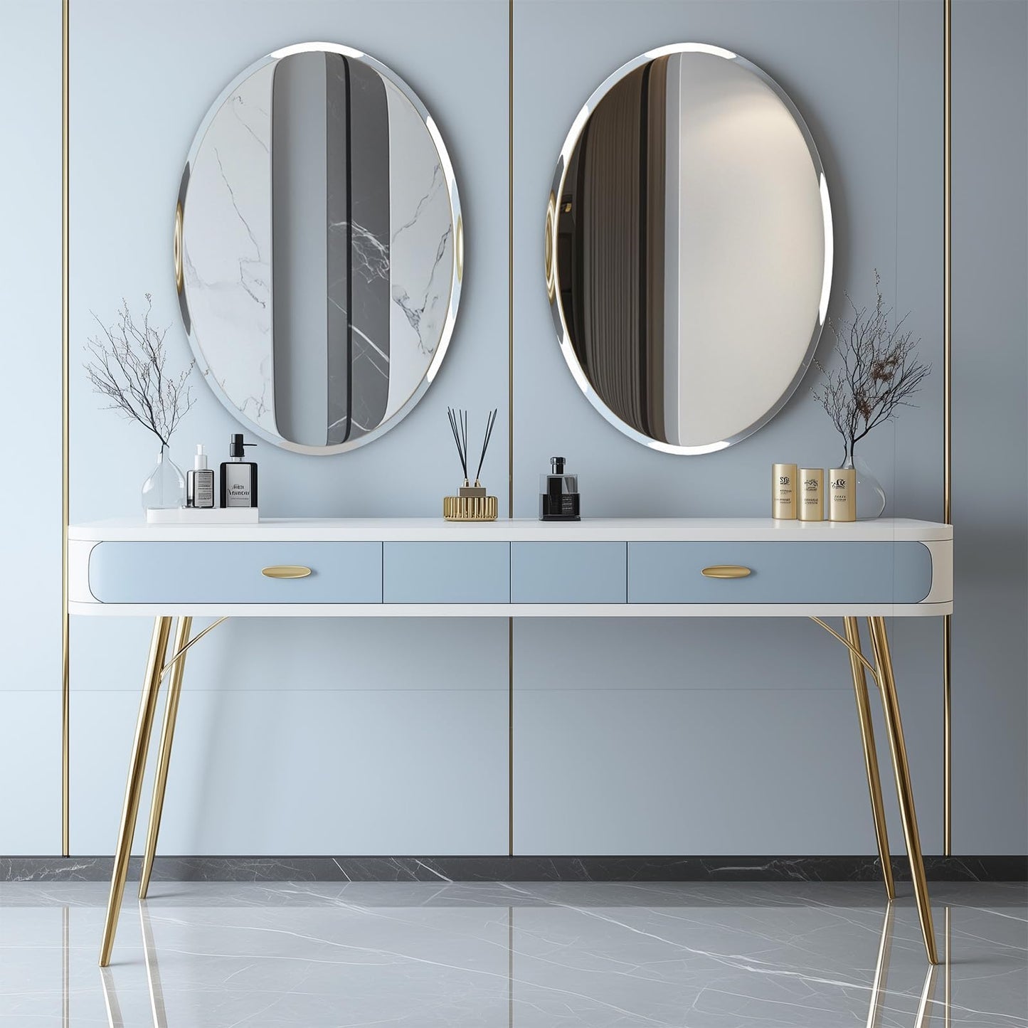 Luxbaro 24x36 Inch Frameless Oval Bathroom Mirror, Bathroom Mirror for Over Sink, Beveled and Polished, Decorative Wall Mirror for Bathroom, Bedroom, Vanity, Entryway, Modern & Elegant Look