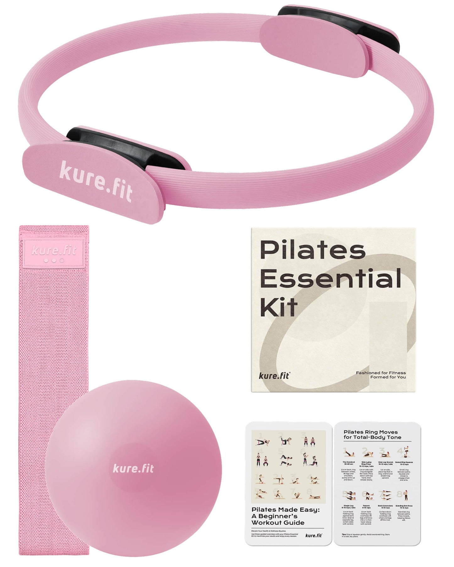 kure.fit Pilates Kit for Women – Home Pilates Equipment Set with Ring, Ball & Resistance Bands | Pilates Starter Kit with Accessories in Gift Box