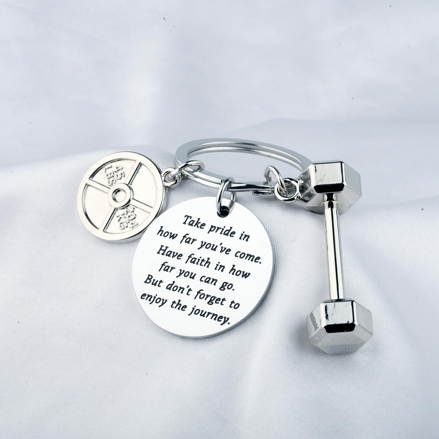 FUSTMW Fitness Keychain Weightlifting Gifts for Exercise Lovers Dumbbell Workout Gifts for Instructor Bodybuilder Keyring (Dumbbell K)