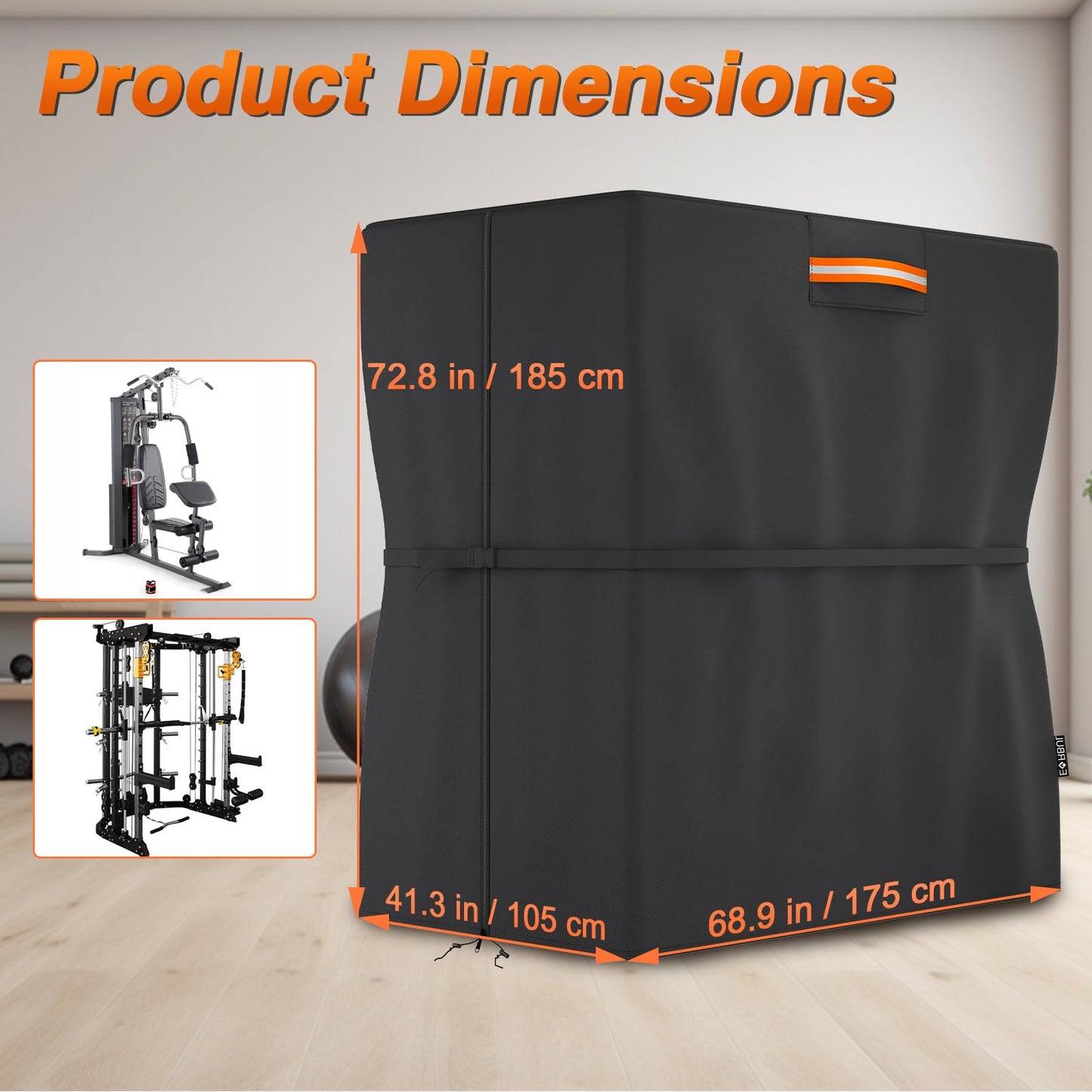 EVRBUL Protective Cover for Home Gym Set, Gym Rack Cover with Zipper Waterproof Dustproof UV Protection for Gym Station/Home Exercise Equipment Set Indoor or Outdoor 41.3" x 68.9" x 72.8"