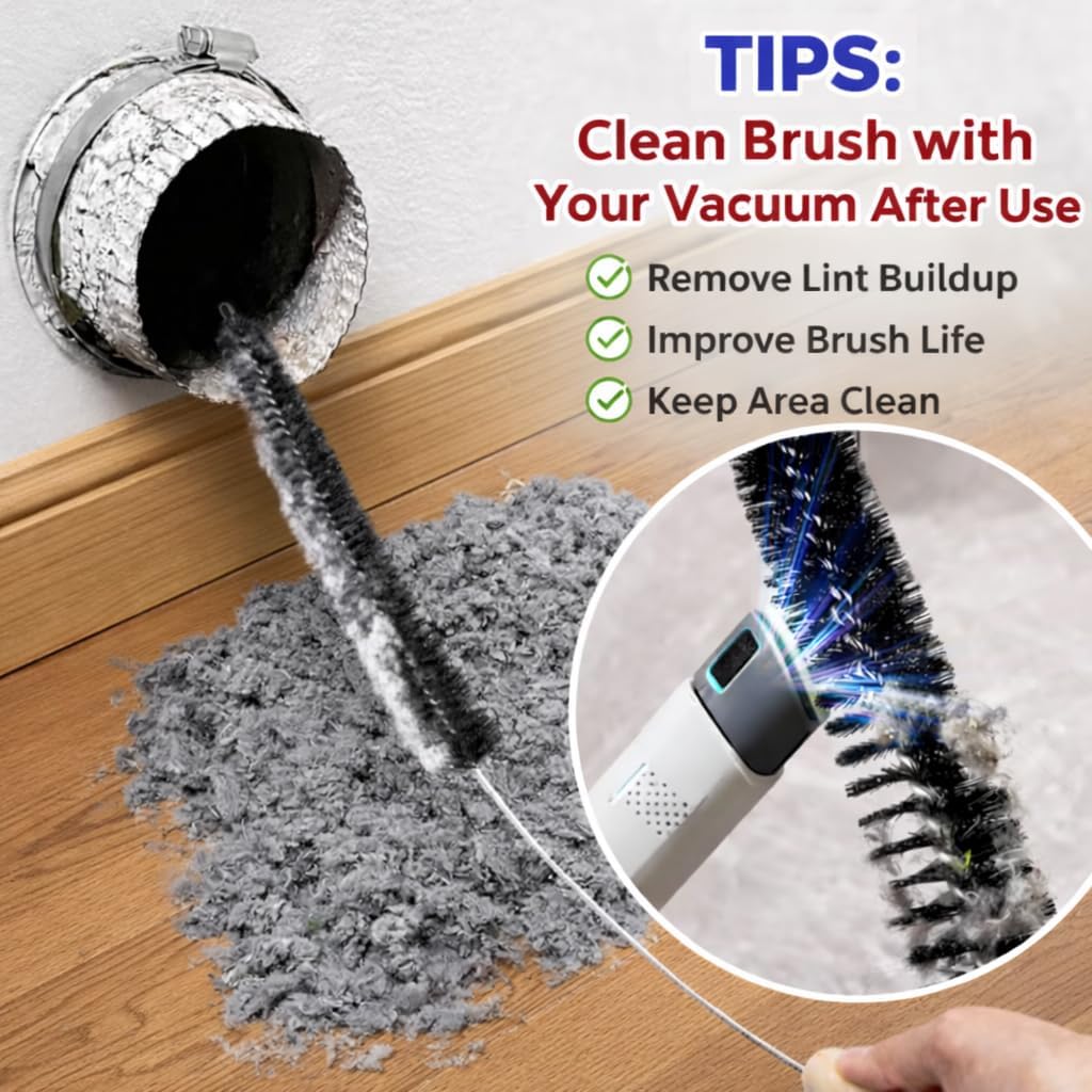 Skiennix Dryer Vent Cleaner Kit - Flexible Lint Brush & Refrigerator Coil Brush for Dust Removal (1-Pack)