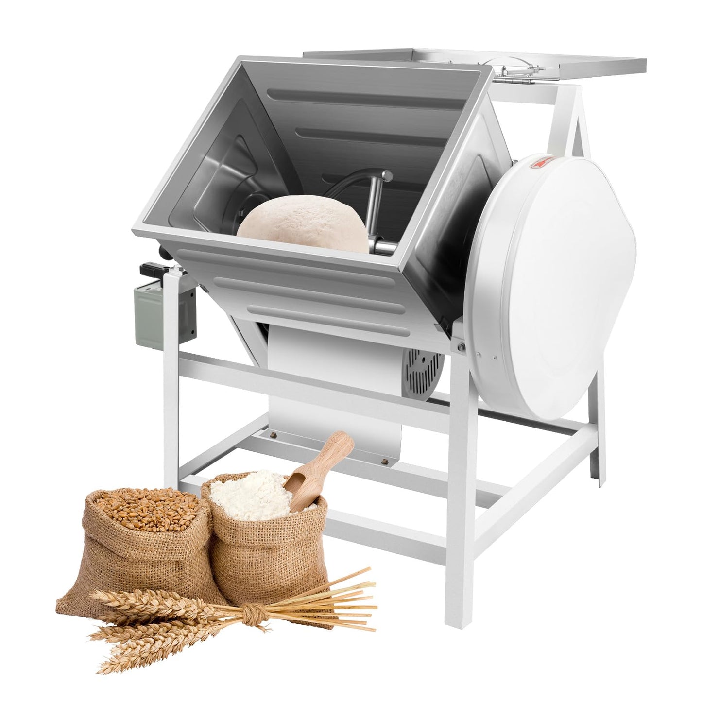 Commercial Dough Mixer Big Electric Flour Mixing Machine 1500W 30QT Large Capacity Heavy Duty Dough Kneading Machine with 90° Tilt Bowl, Dual Rotation for Bakeries, Pizzerias, Restaurants