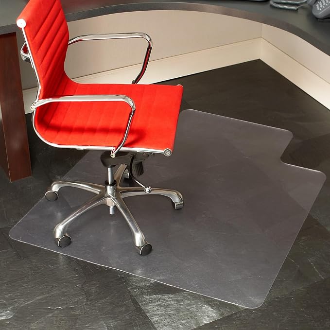 Staples Office Chair Mat, Clear Floor Mats with Lip, Hard Floors, Textured Underside, Extended Under-Desk Coverage, 48 x 36 Inch, Smooth Glide