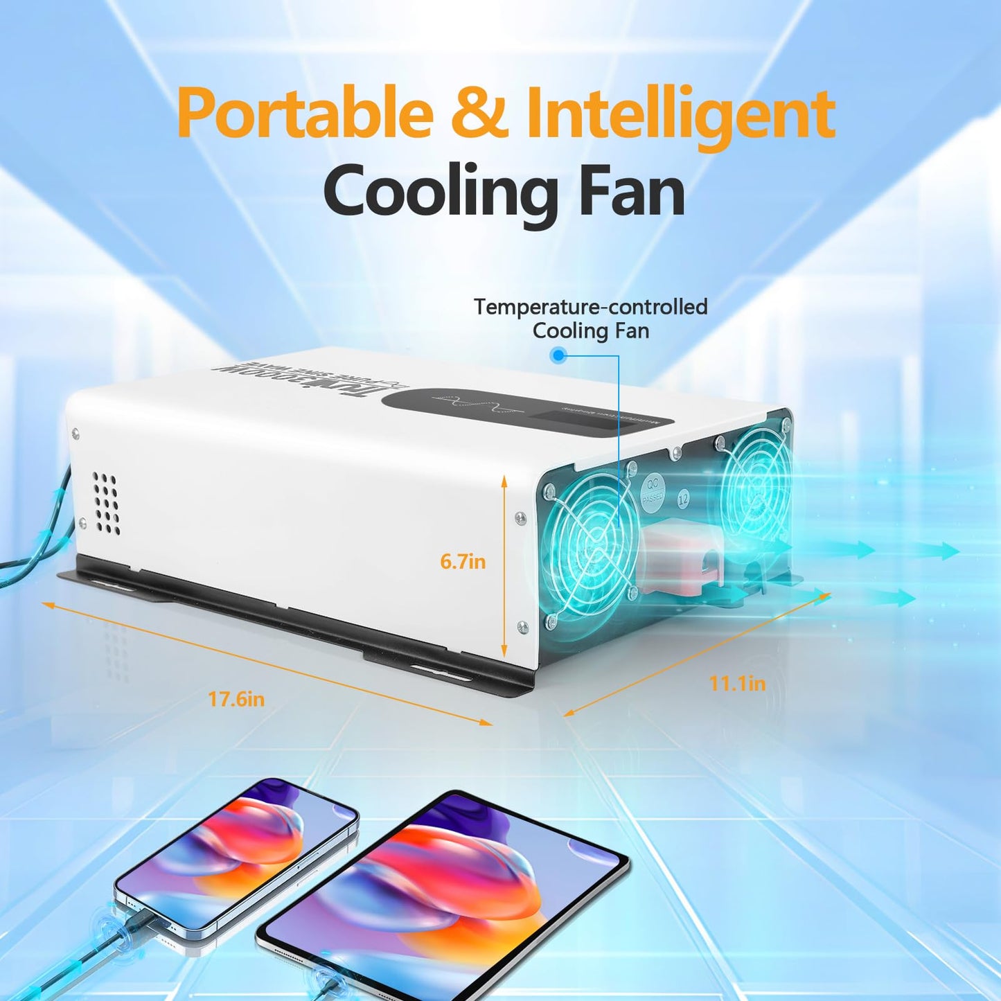 12V 3000W Pure Sine Wave Inverter with LED Smart Monitor Power Inverter 12V to 110V Solar Inverter for Home RV Truck Off-Grid Battery Inverters