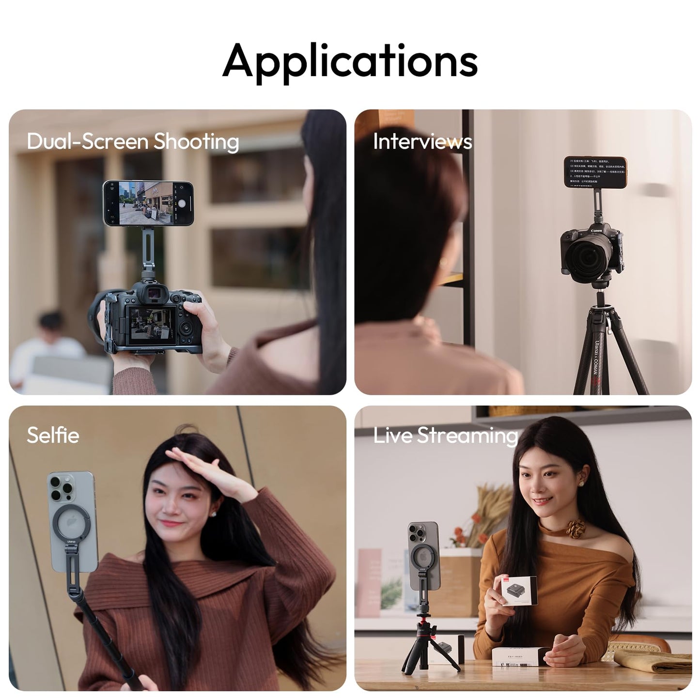 ULANZI MA07 Magnetic Phone Tripod Mount for Magsafe, Aluminum Camera Phone Mount with 1/4" Screw, Cold Shoe Magnetic Tripod for Camera, Copatibale with iPhone 17/16/15/14/13/12 Series