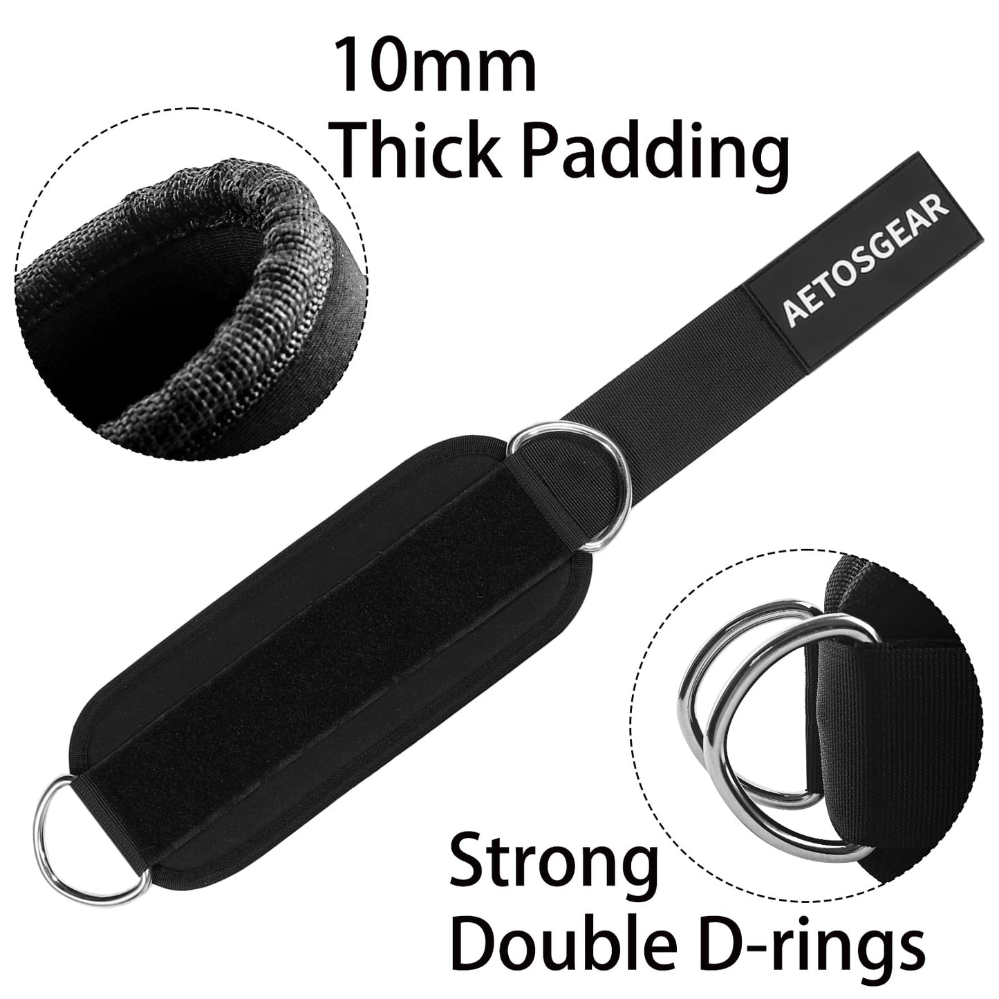 Ankle Straps For Cable Machines Women,Kickback Ankle Strap,Ankle Cuff Cable Attachment,Gym Glutes Workout Strap,Leg Extension Straps,One Size Fit All Premium Padded Cuffs Super Comfort Fitness (01-Black, Single)