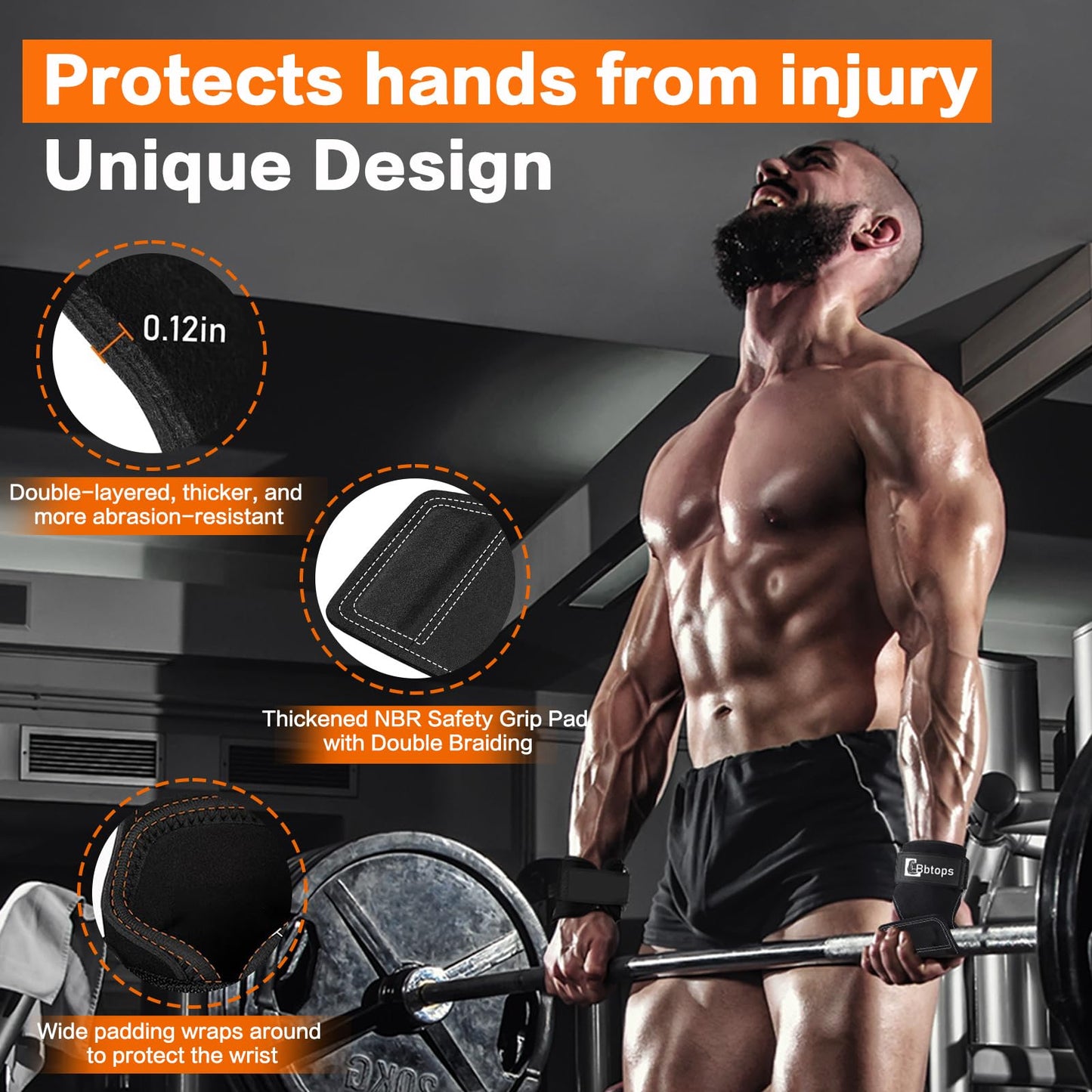 Weight Lifting Wrist Strap, Double-Layer Leather Wrist Straps for Gym Strength Training Weightlifting,Deadlift and Powerlifting, Enhance Grip Strength Neoprene Padding Gym Workout Lifting Straps Pair Black