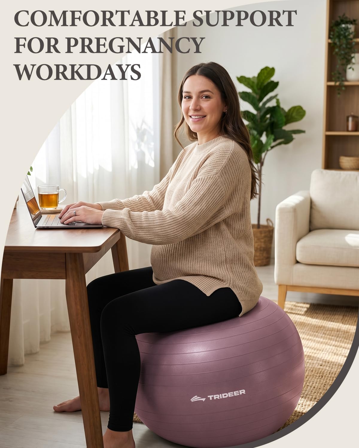 Trideer Exercise Ball Yoga Ball – Office Seating & Balance Ball Chair, Stability Ball for Pilates, Physical Therapy,Core Training & Balance Improvement & Stretching