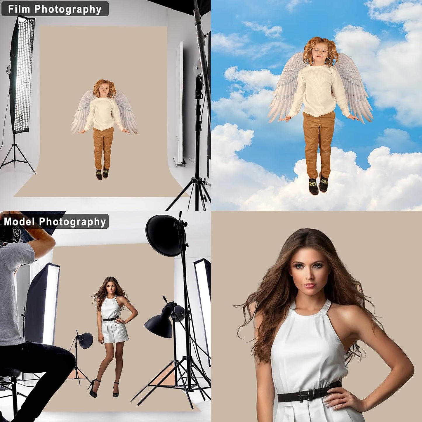 LYLYCTY 8X10 Beige Backdrop for Photoshoot, Professional Photo Backdrop Background Curtain for Product Photography