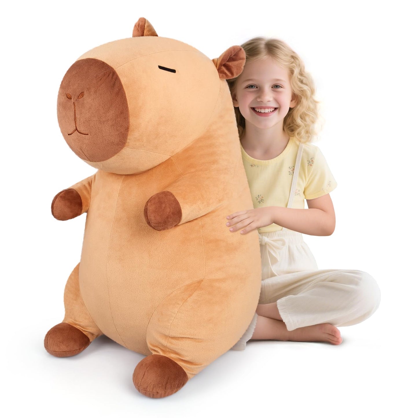 SuzziPals Giant Capybara Plush 30", Jumbo Soft Capybara Stuffed Animal, Giant Plush Toys Hugging Plush for Stress Relief & Cozy at Night, Huge Cuddly Capibara Plushie Gift for Kids Adults