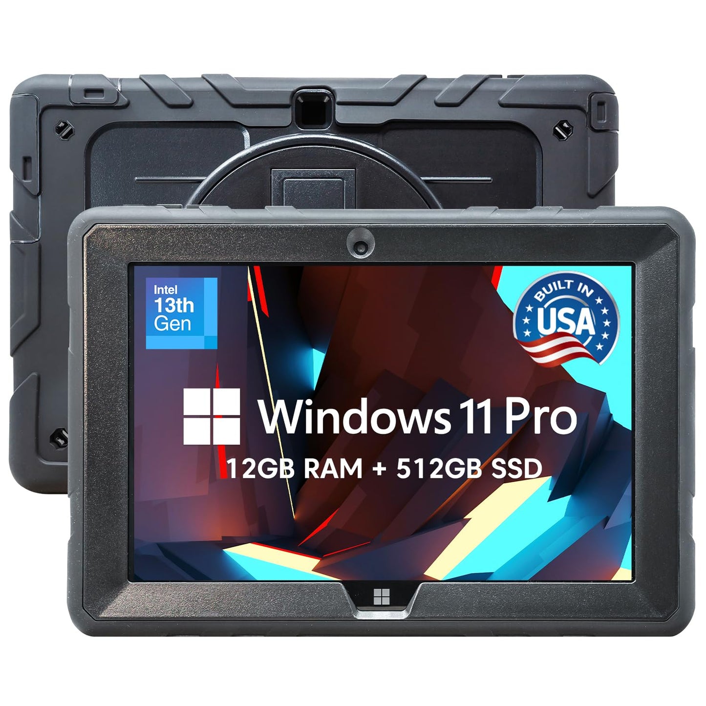 Fusion5 Built in USA 10.1” Windows 11 Professional Rugged Tablet PC - 12GB RAM, 512GB SSD, Intel 13th Gen, Full HD Windows Tablet Computer, HDMI, USB C - 2 Year Full Warranty with Accidental Damage