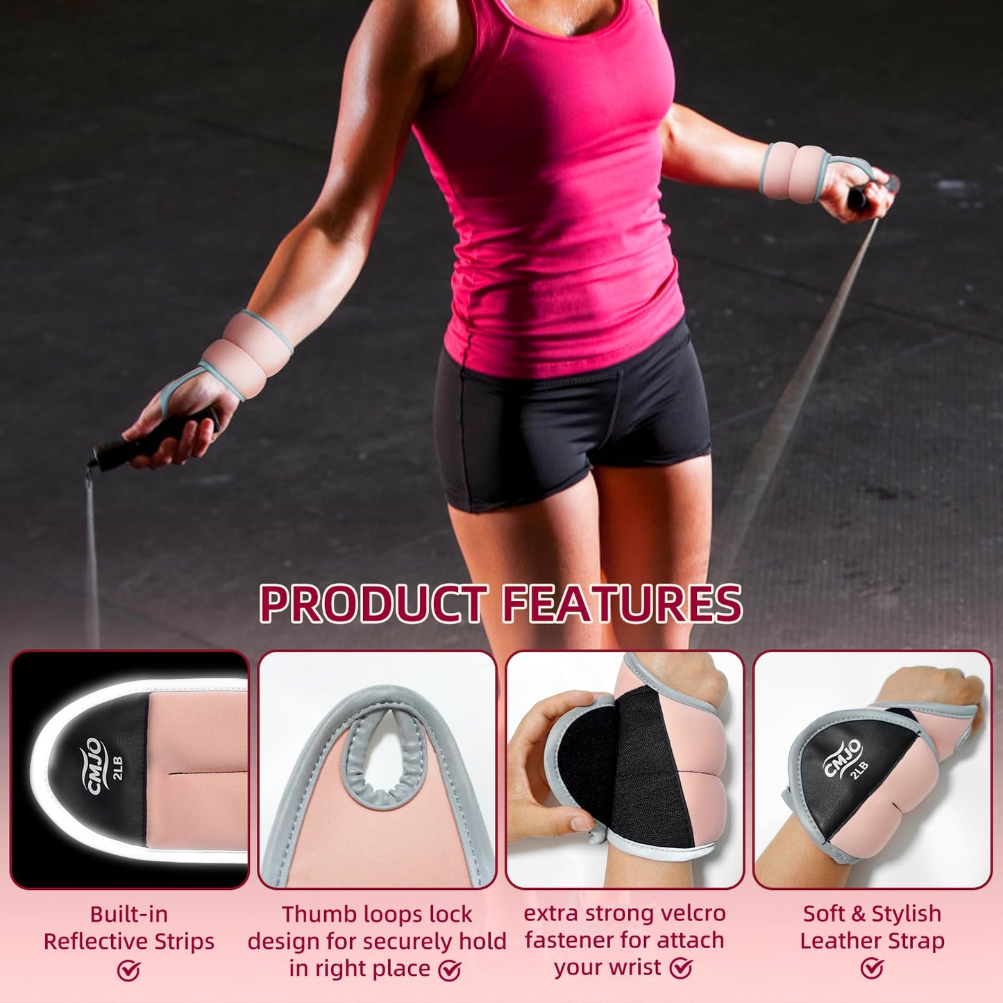 Weighted Gloves - Wrist Weights 0.5 Lb Each with Thumb Loops for Women, Arm/Hand Weights for Running Walking Pilates Yoga