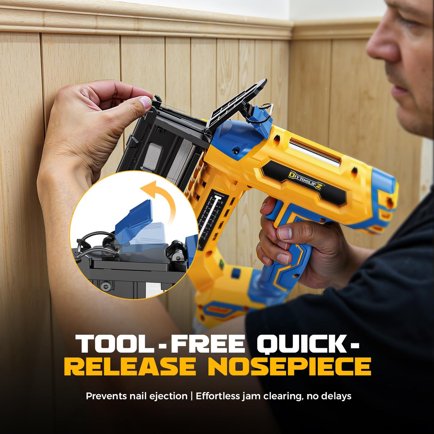 Cordless 16GA Finish Nailer Compatible with Dewalt Battery, 3/4 to 2-1/2 Inch Straight Power Motor Tool 20V,Tool-Free Adjustment, Dual Firing Modes Brad Nail Gun for Finish Work, Tool Only, 5.7LBS
