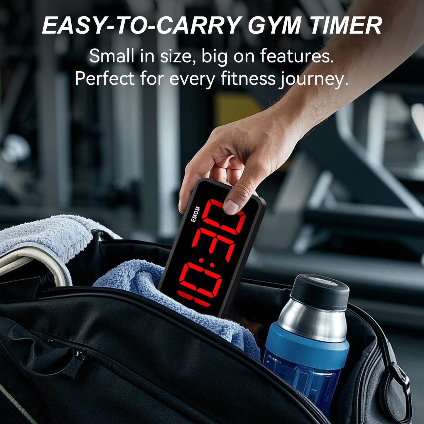 Acedeck Portable Gym Timer Clock: Fitness Digital Clock with Strong Magnet - Remote Control for Fitness Enthusiasts - Powerful Battery for Home Gym Garage Boxing Black