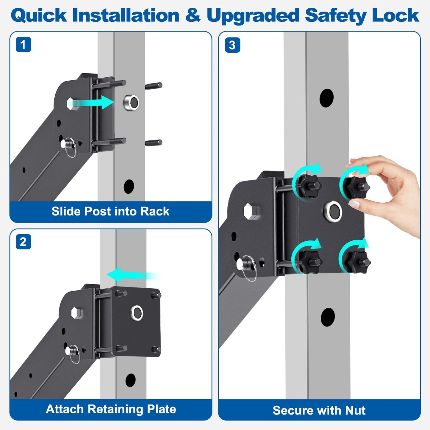 SELEWARE Upgraded Heavy Duty Adjustable Lever Arms for 2x2 Power Racks with 5/8" or 1" Holes, Multi-Grip Jammer Arms, 600lbs Capacity Per Arm, Squat Rack Attachments for Home Gym Strength Training