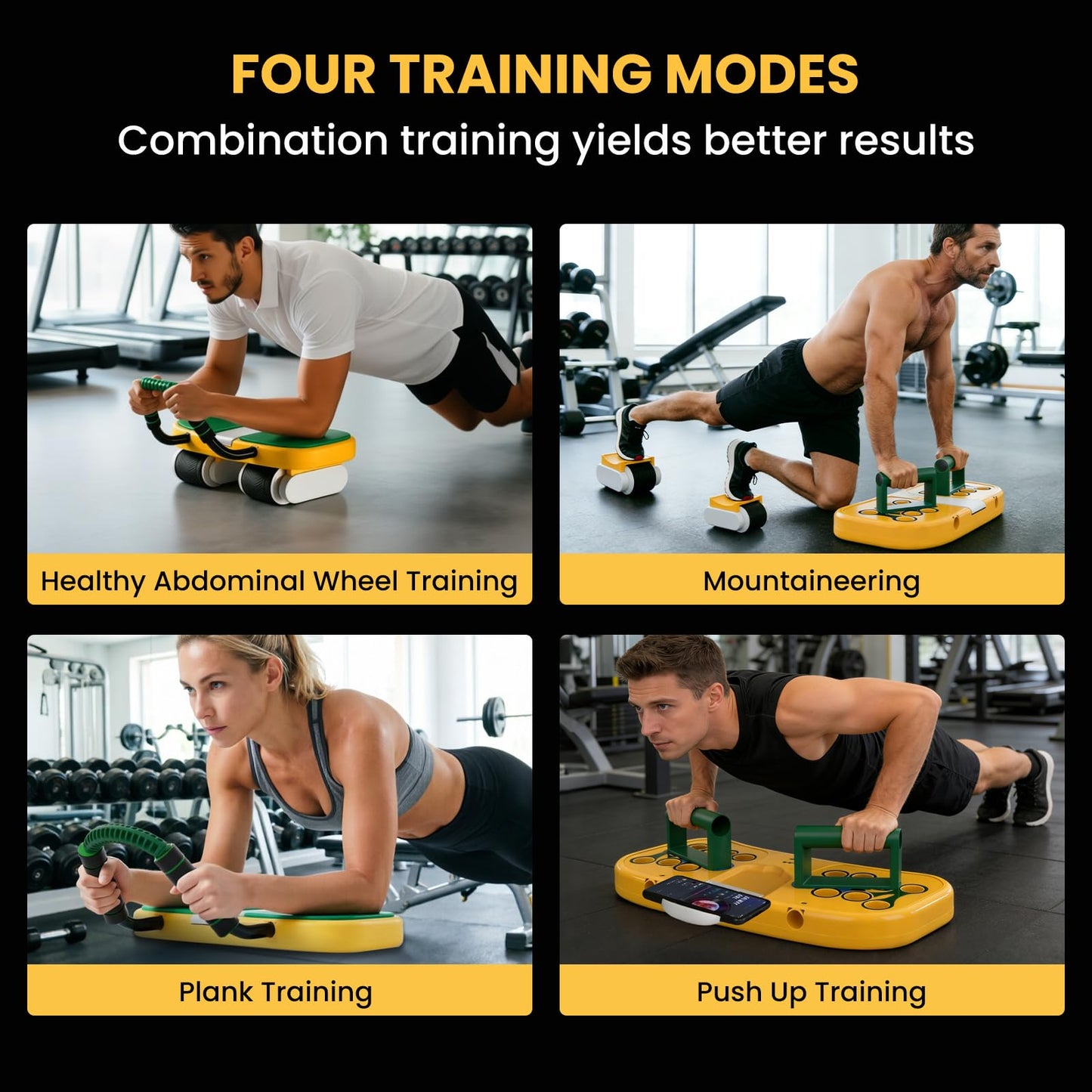 4-Wheel Auto-Rebound Ab Roller - Multifunctional Fitness Equipment for Core Training, Plank & Push-Up - Home Workout Gear