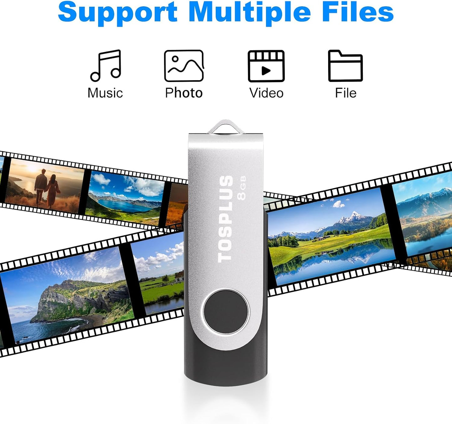 TOSPLUS 2.0 2Pack 8GB USB Flash Drive Thumb Drives Memory Stick Jump Drive Zip Drive Black