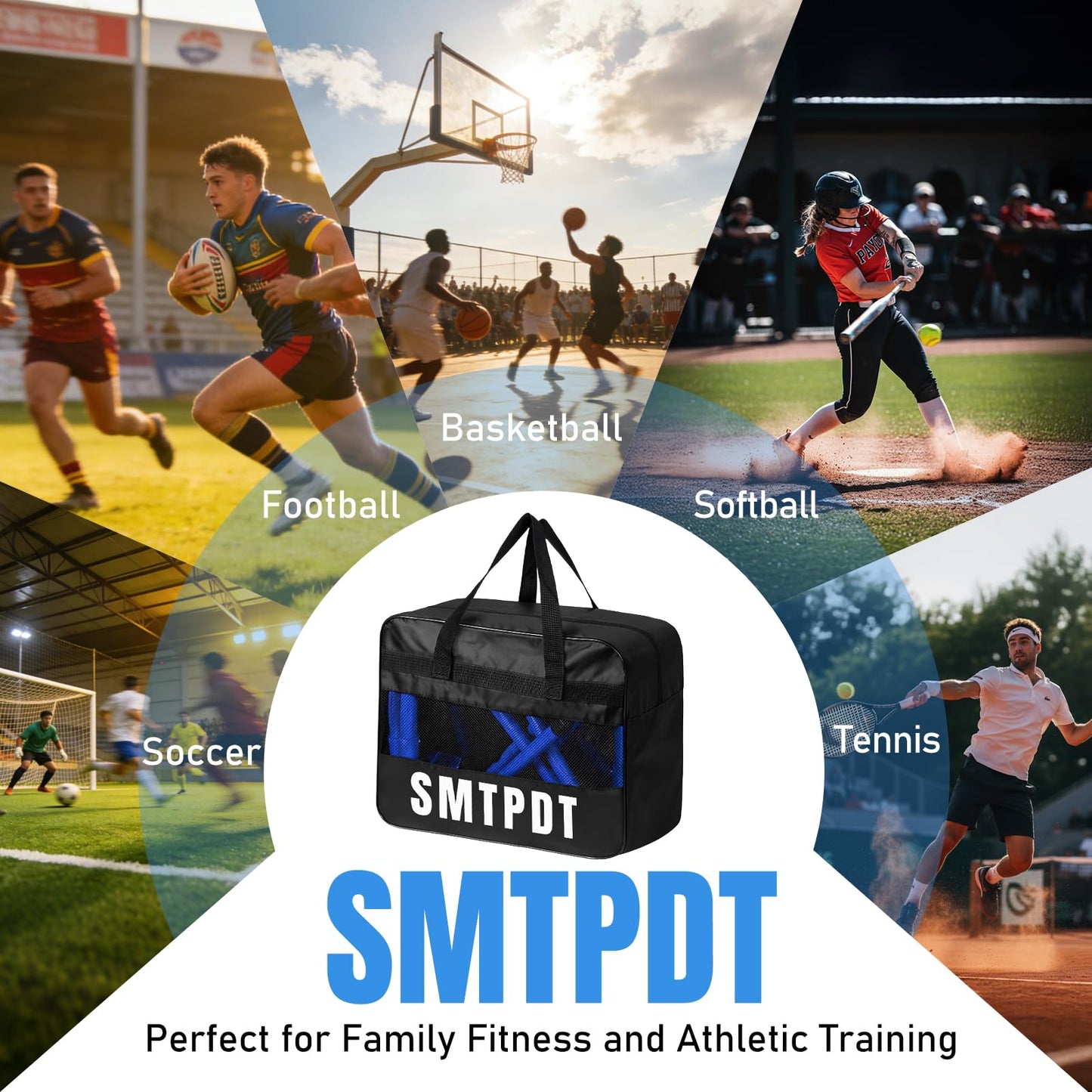 SMTPDT Speed and Agility Training Equipment: 5 Adjustable Agility Hurdles. 20ft Agility Ladder, Soccer Training Equipment Set for Kids Youth Adults (Blue)