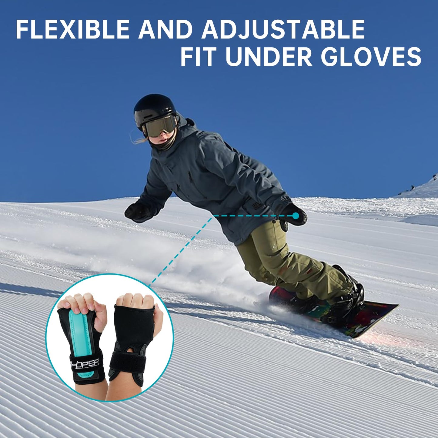 CTHOPER Wrist Guards Hand Protector for Snowboarding, Skiing, Skateboarding, Skating, Adults/Kids/Youth Sports Wrist Brace Protective Gear(1 Pair) (L)