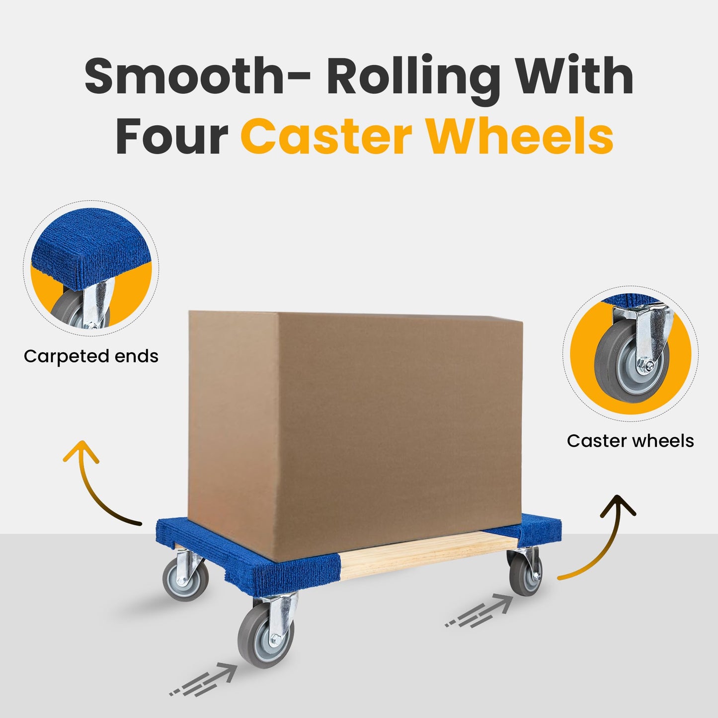 HaulPro Heavy Duty Furniture Dolly Fully Assembled with Four Wheels- 30" x 18"- 900 Pound Capacity for Easy Moving and Transport