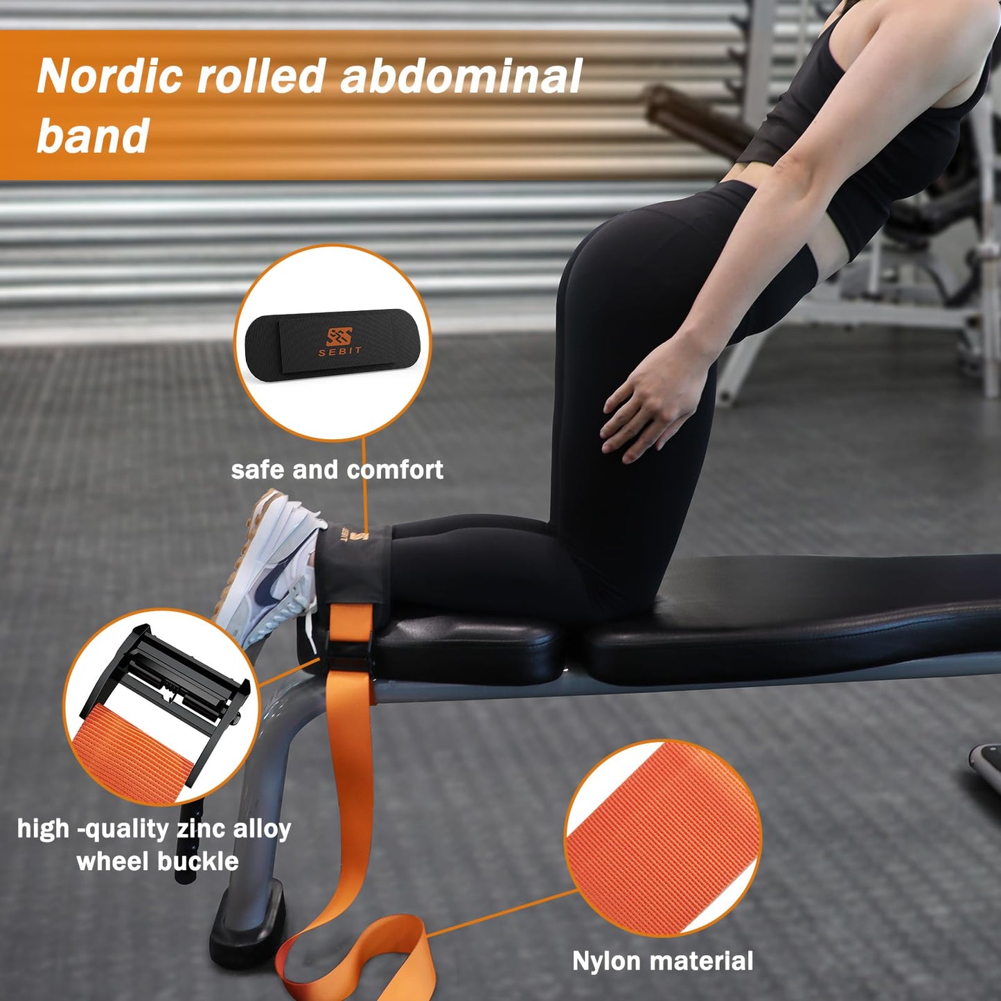 SEBIT Hamstring Curl Strap,59 inches Adjustable Squat Strap Foot Dumbbell Strap,Exercise Strap Assisted Leg Curl Strap Leg Tibialis Raises Workout for Outdoor(Bright Yellow)